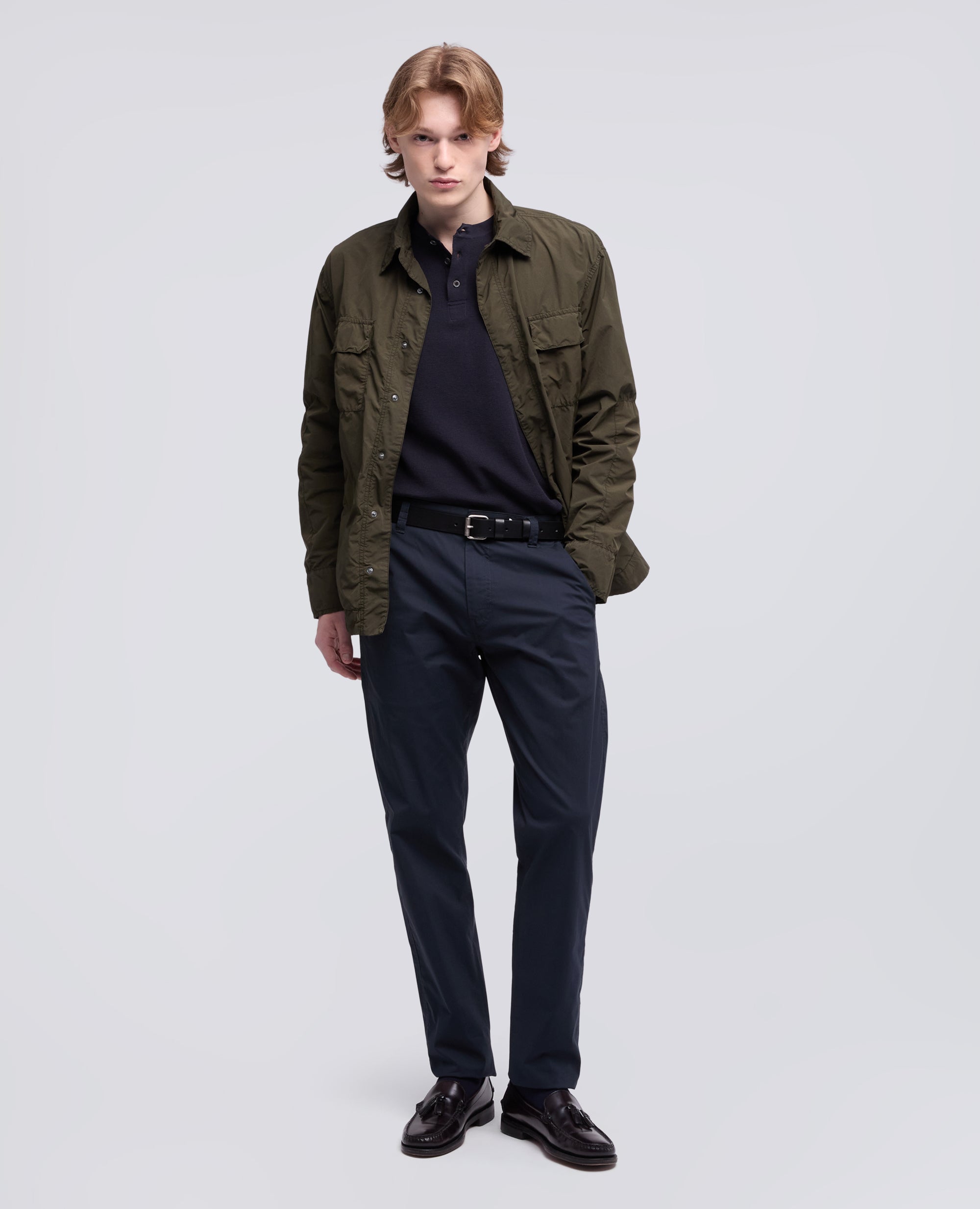 PANTALONE CHINO IN POPELINE DI COTONE E NYLON STRETCH - BLU - ASPESI