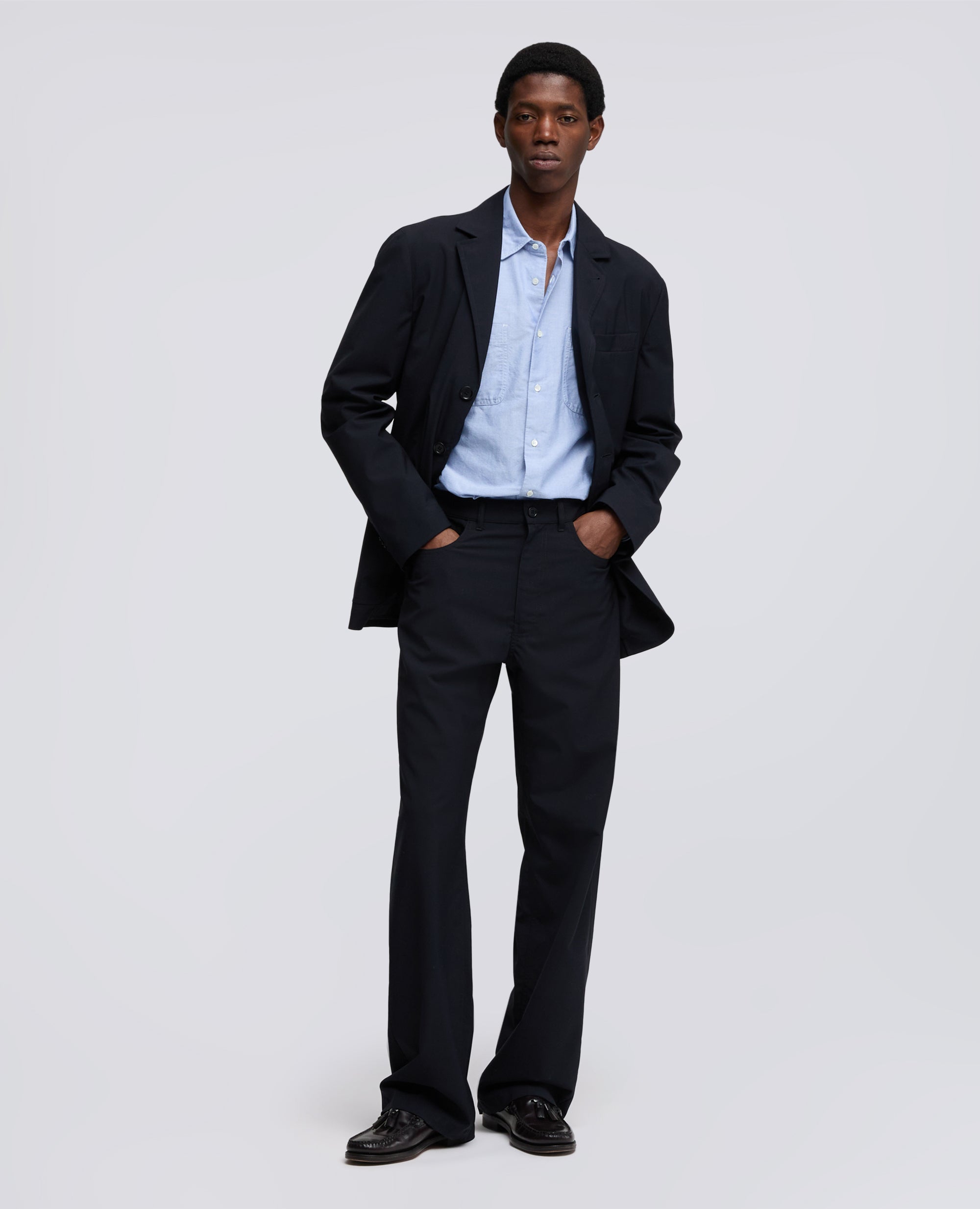 PANTALONE IN TELA DI LANA - BLU - ASPESI