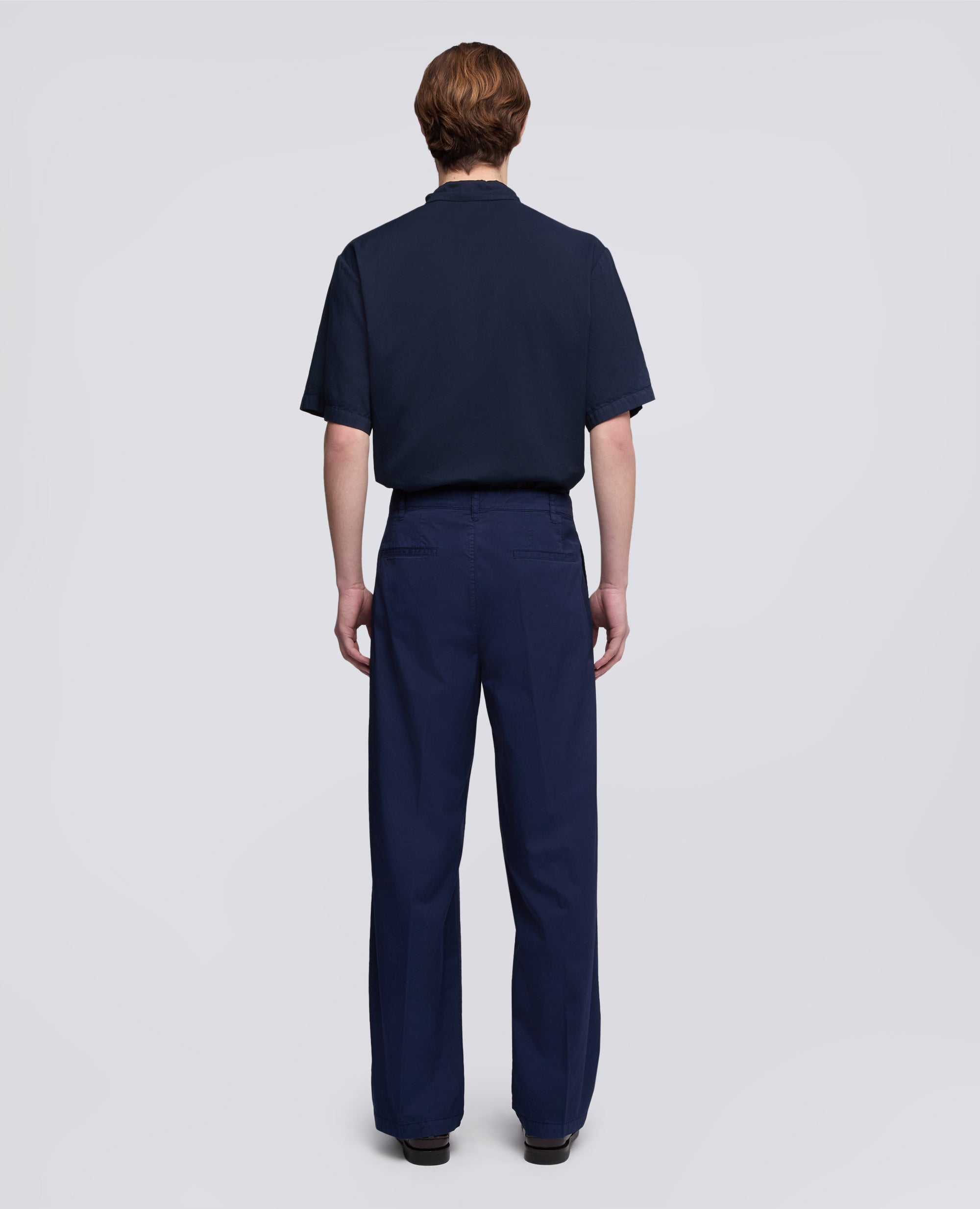 PANTALONE DOPPIA PINCE IN MICRO TWILL DI COTONE - BLU - ASPESI