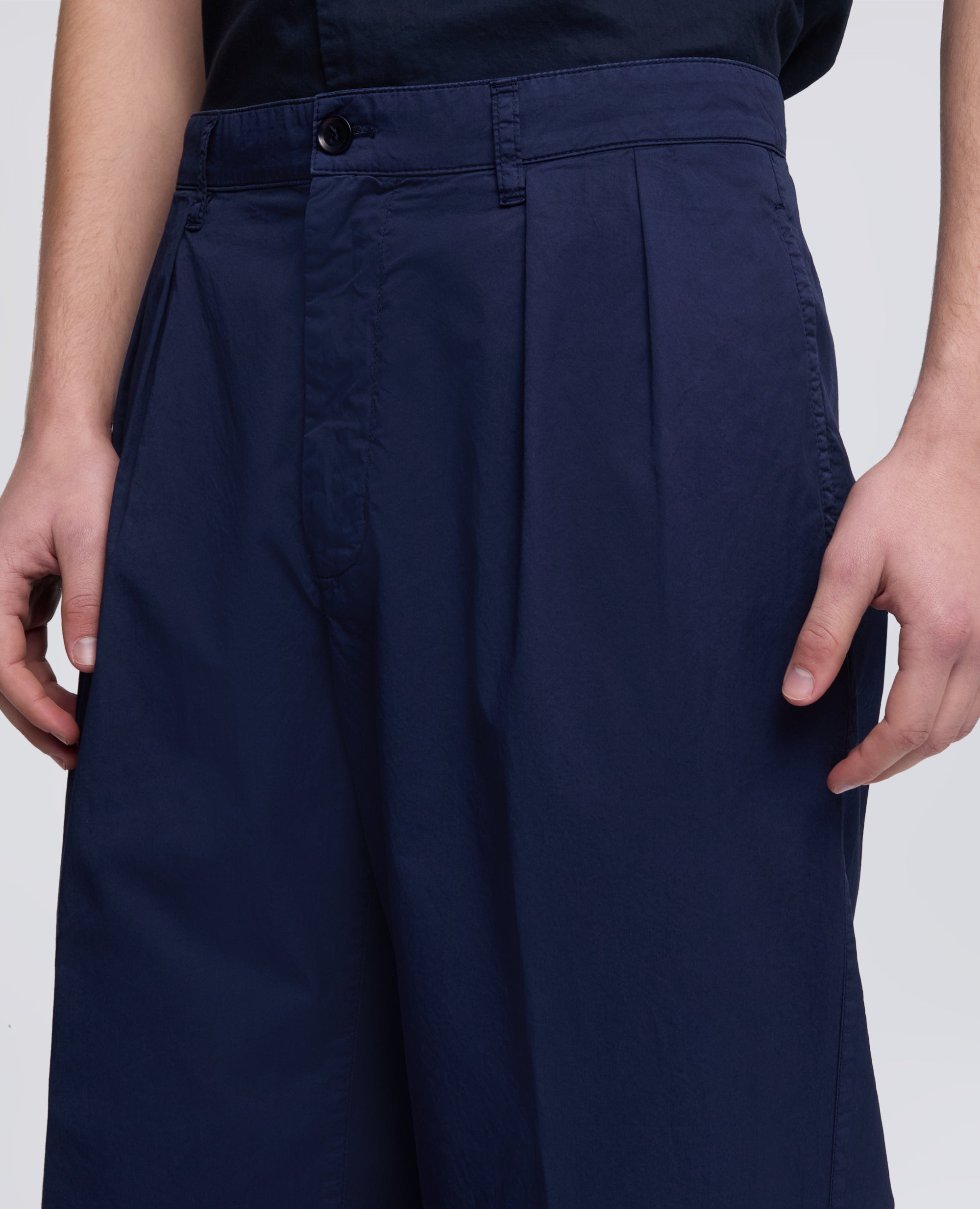 PANTALONE DOPPIA PINCE IN MICRO TWILL DI COTONE - BLU - ASPESI
