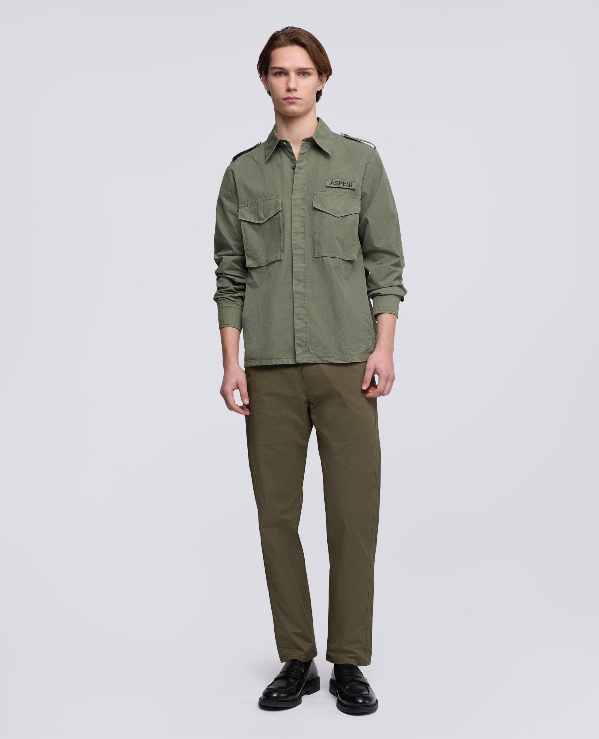 PANTALONE IN TWILL DI COTONE STRETCH - VERDE - ASPESI
