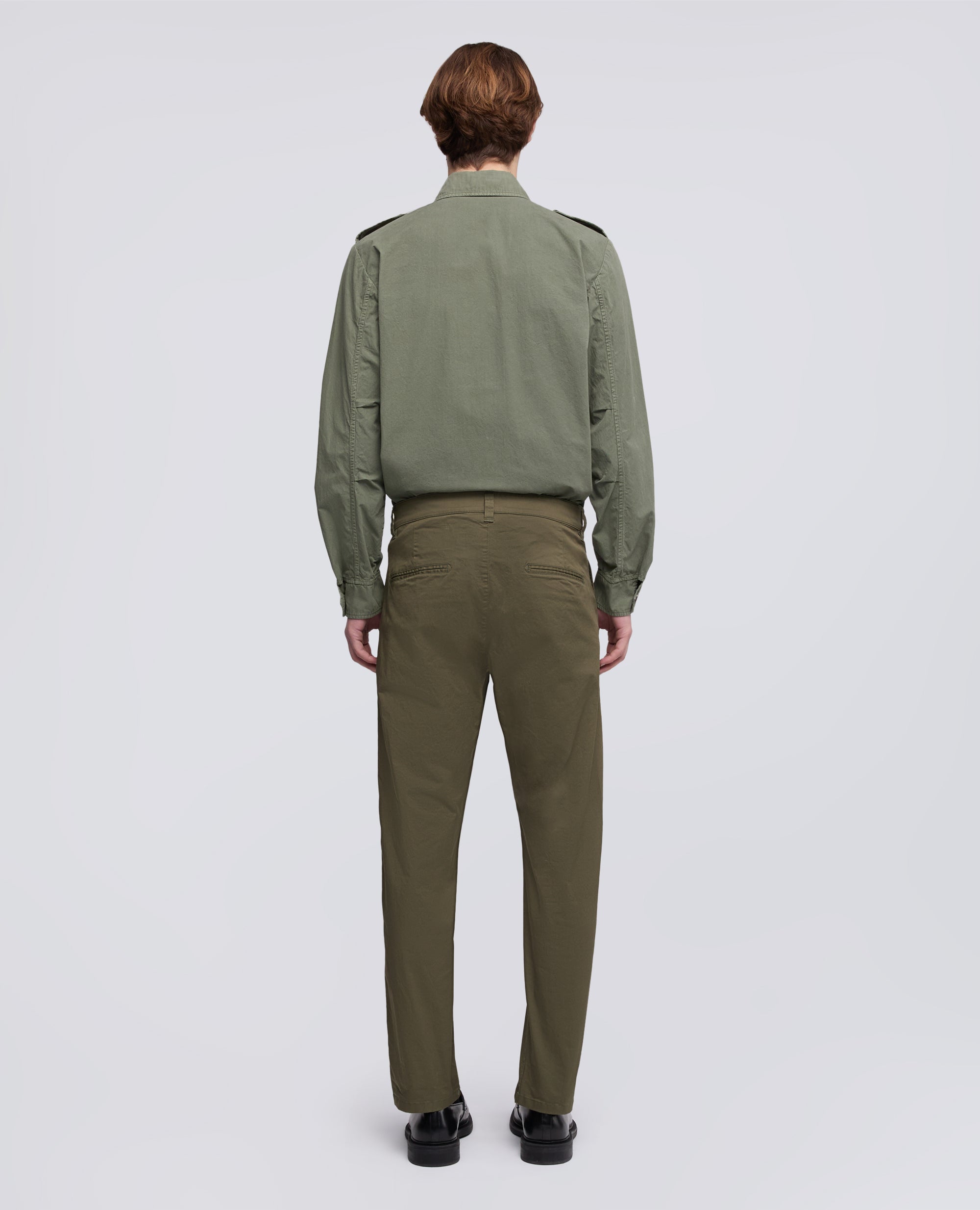 PANTALONE IN TWILL DI COTONE STRETCH - VERDE - ASPESI