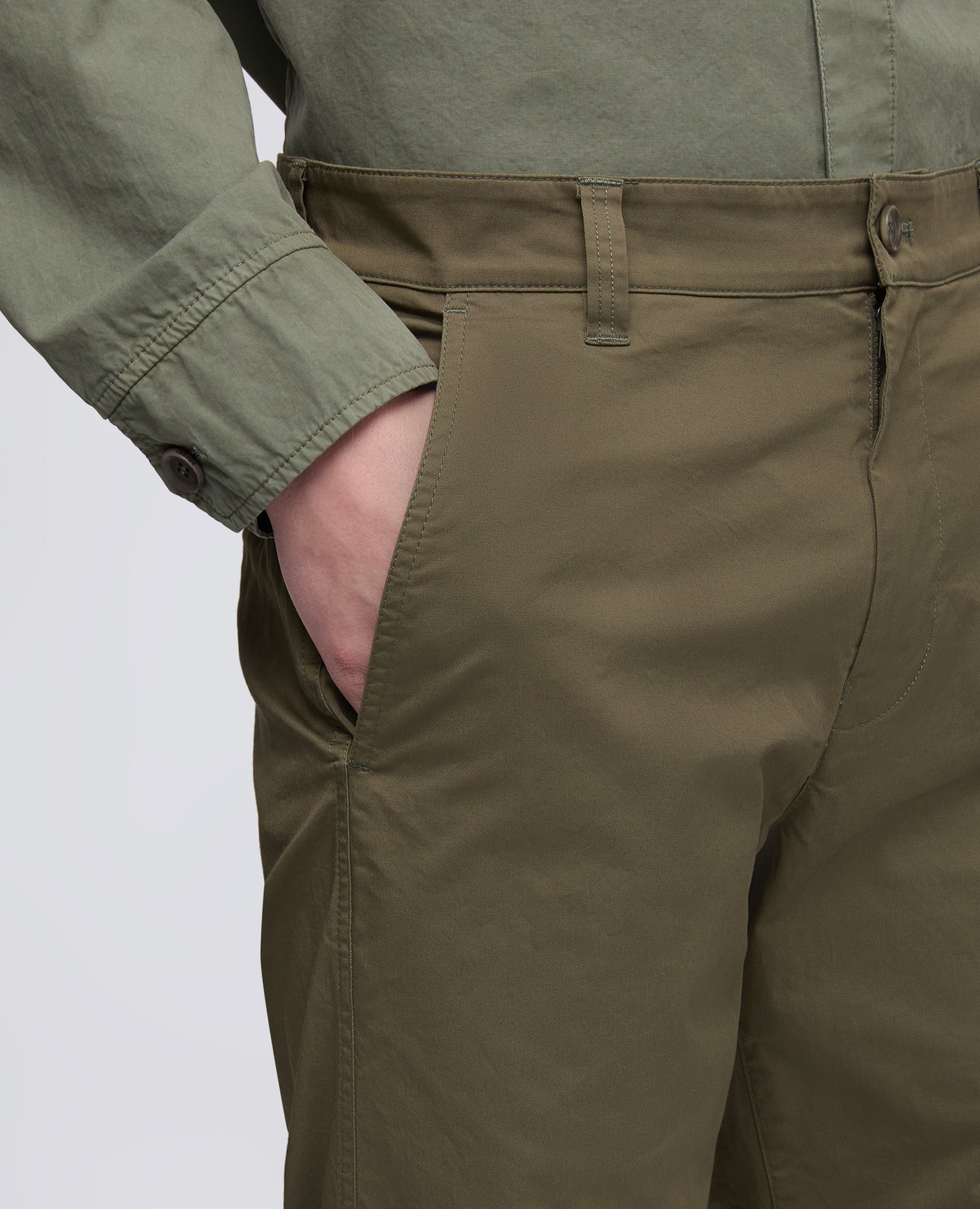 PANTALONE IN TWILL DI COTONE STRETCH - VERDE - ASPESI