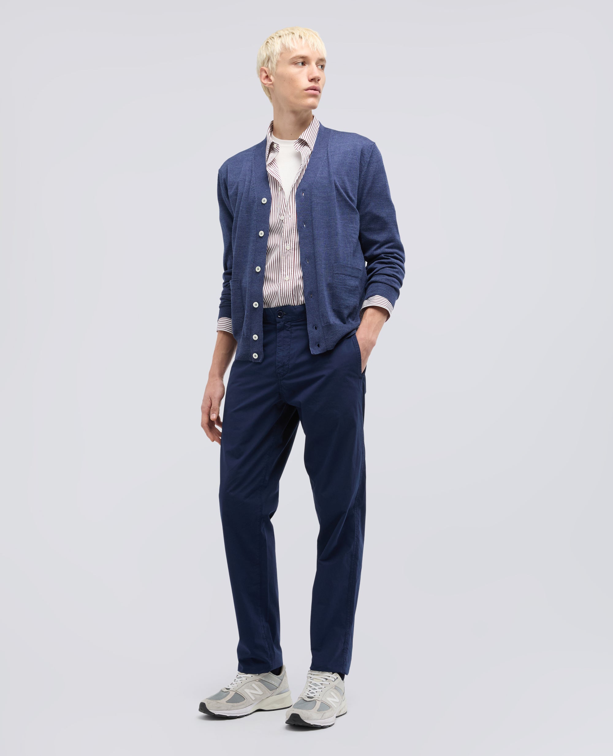 PANTALONE CHINO FUNZIONALE IN POPELINE DI COTONE - BLU - ASPESI