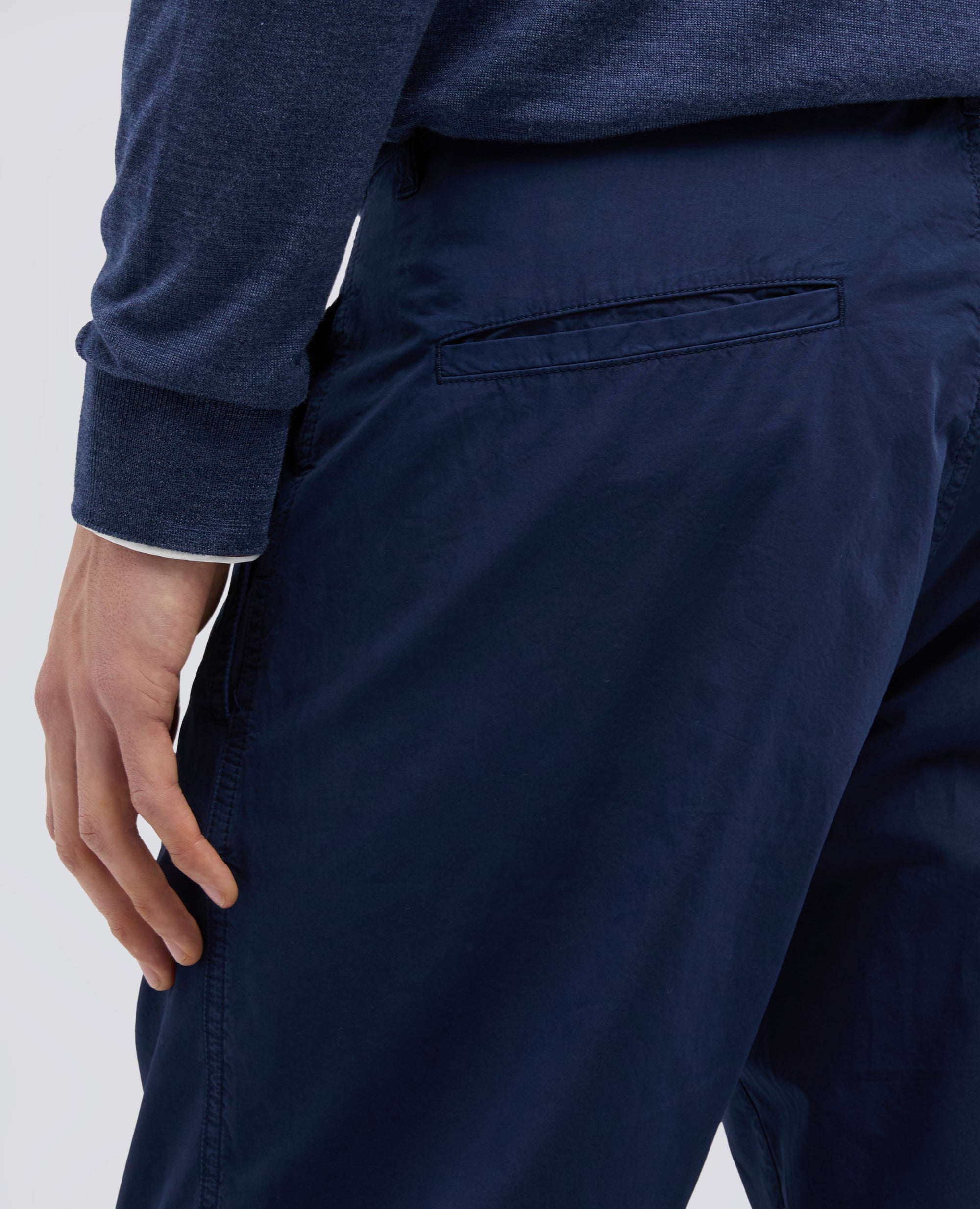 PANTALONE CHINO FUNZIONALE IN POPELINE DI COTONE - BLU - ASPESI