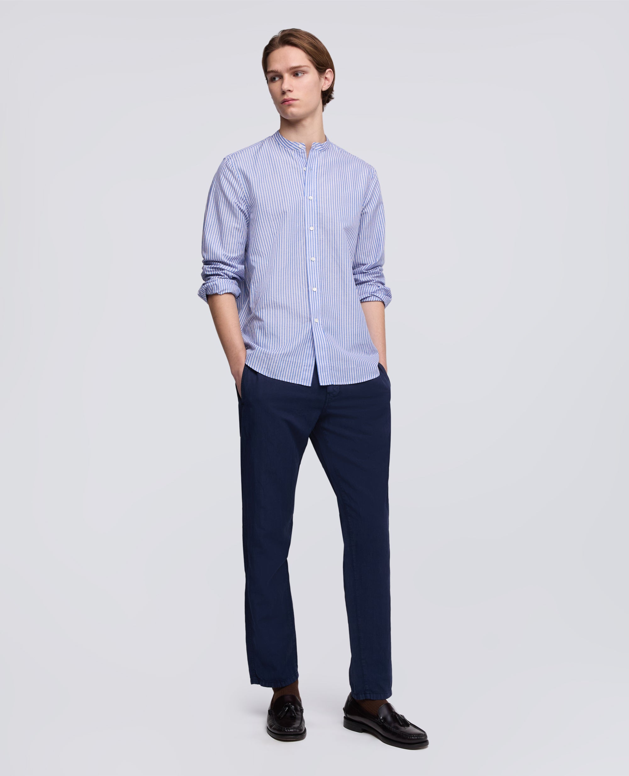 PANTALONE FUNZIONALE IN MISTO COTONE, LYOCELL E LINO - BLU - ASPESI