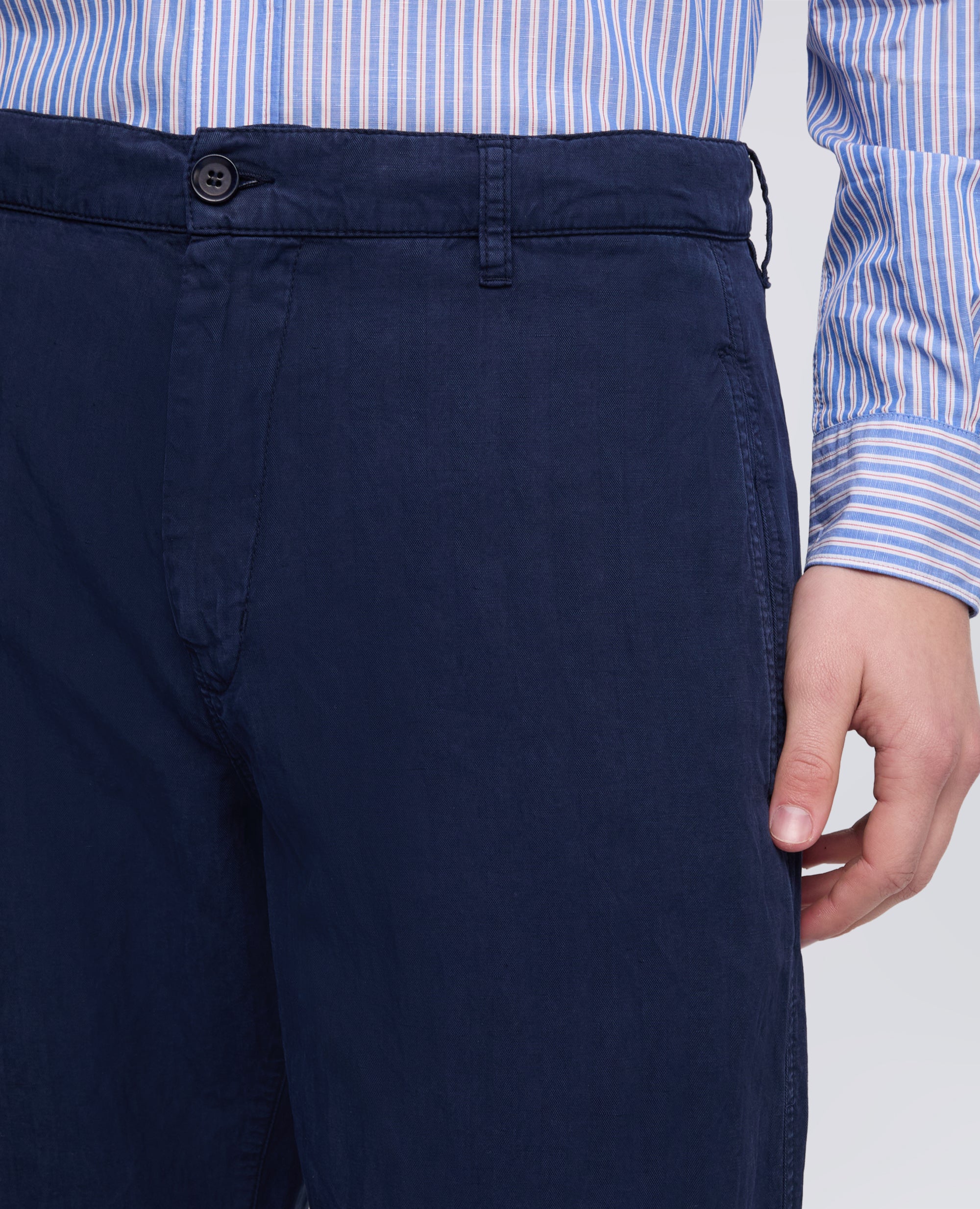 PANTALONE FUNZIONALE IN MISTO COTONE, LYOCELL E LINO - BLU - ASPESI