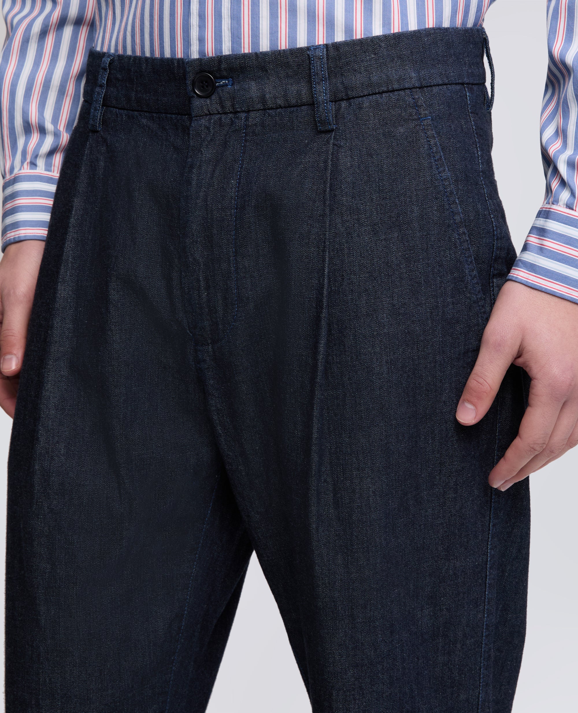 PANTALONE MONO PINCE IN DENIM DI COTONE LEGGERO - BLU - ASPESI