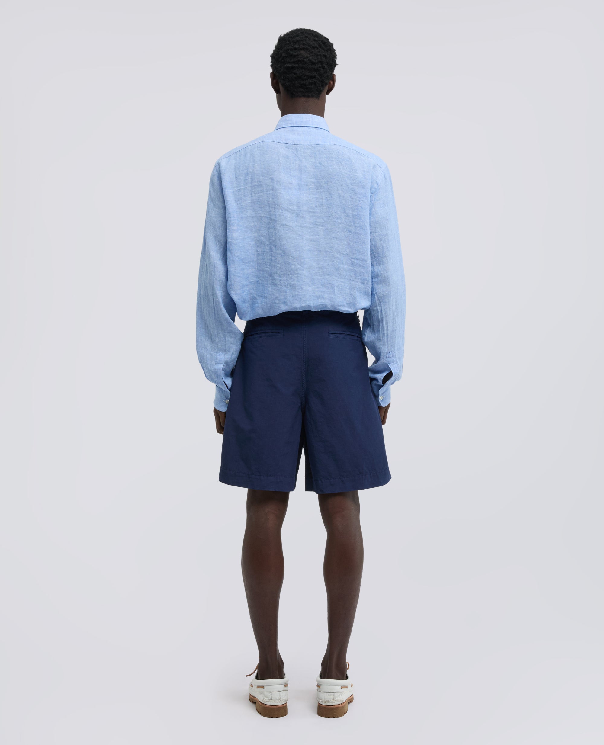BERMUDA IN COTONE LINO FIAMMATO - BLU - ASPESI