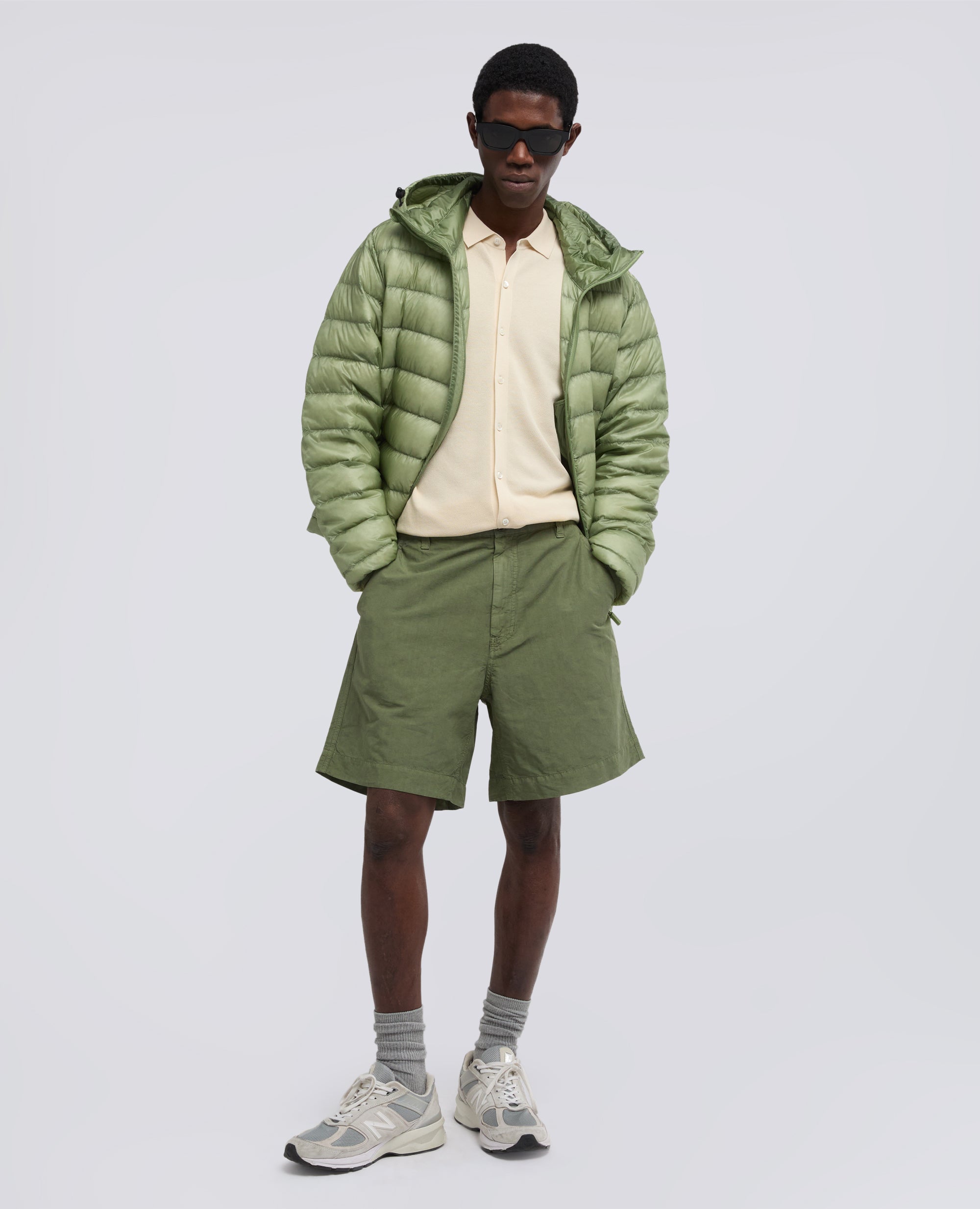 BERMUDA IN COTONE LINO FIAMMATO - VERDE - ASPESI