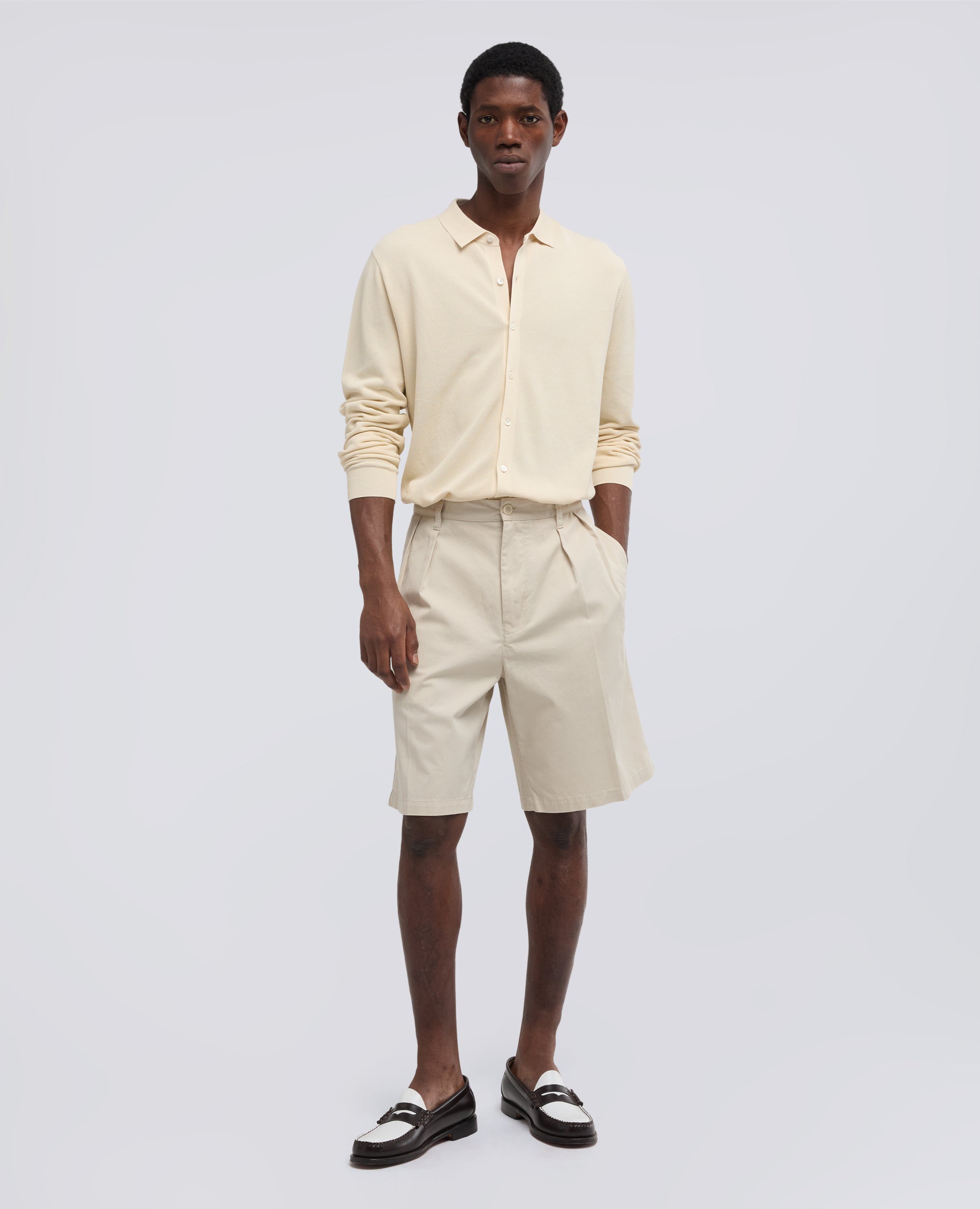 DOPPELT PLISSIERTE BERMUDASHORTS AUS MIKRO-BAUMWOLL-TWILL - BEIGE - ASPESI