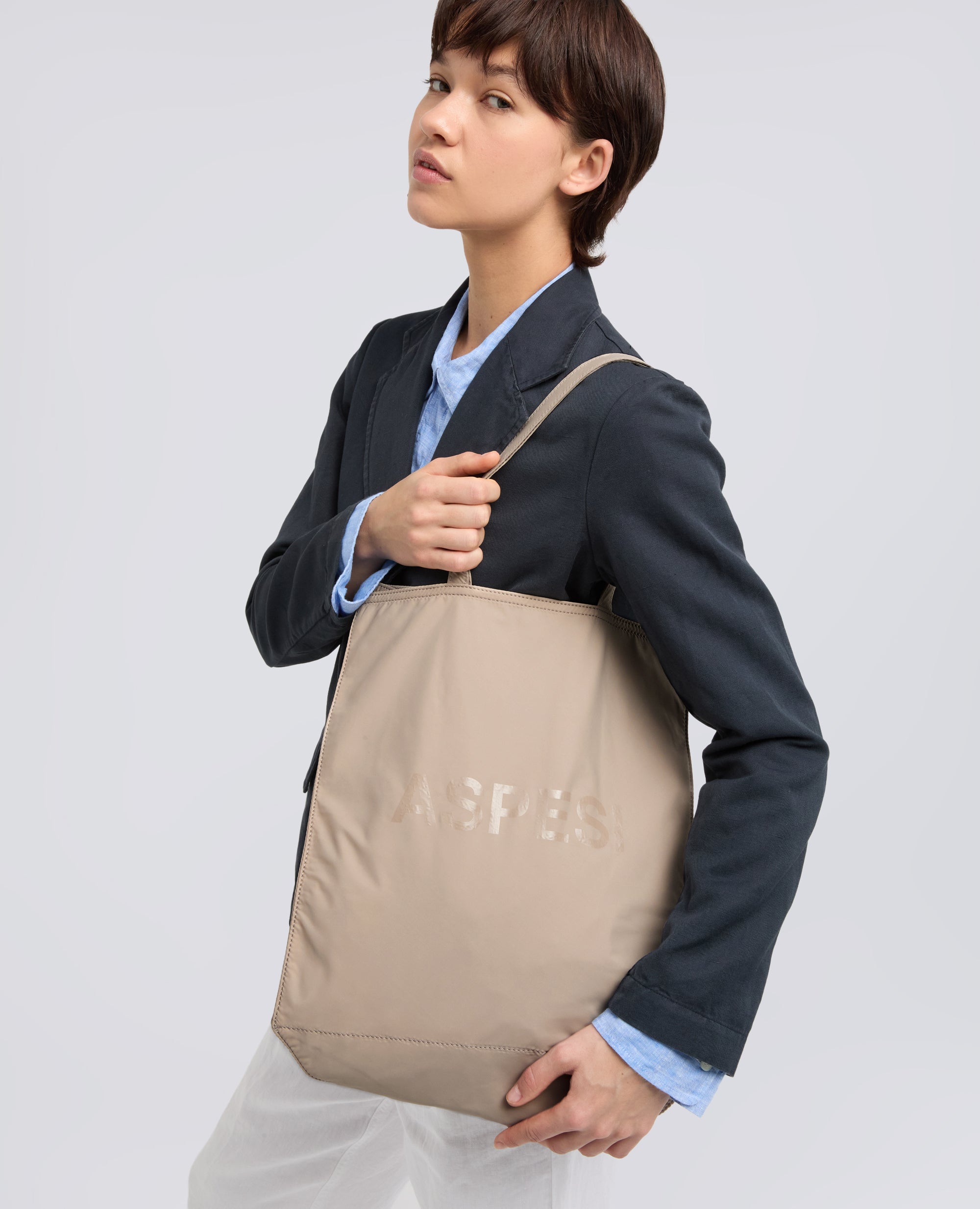 BORSA SHOPPING IN NYLON - BEIGE - ASPESI