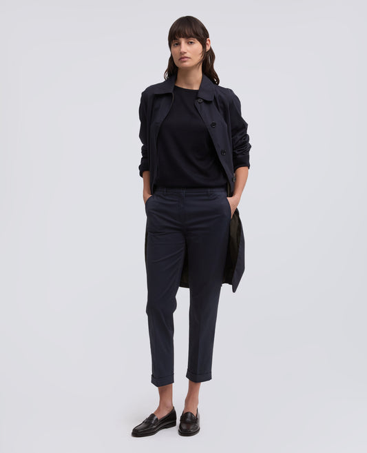 PANTALONE IN TWILL DI COTONE STRETCH - BLU - ASPESI