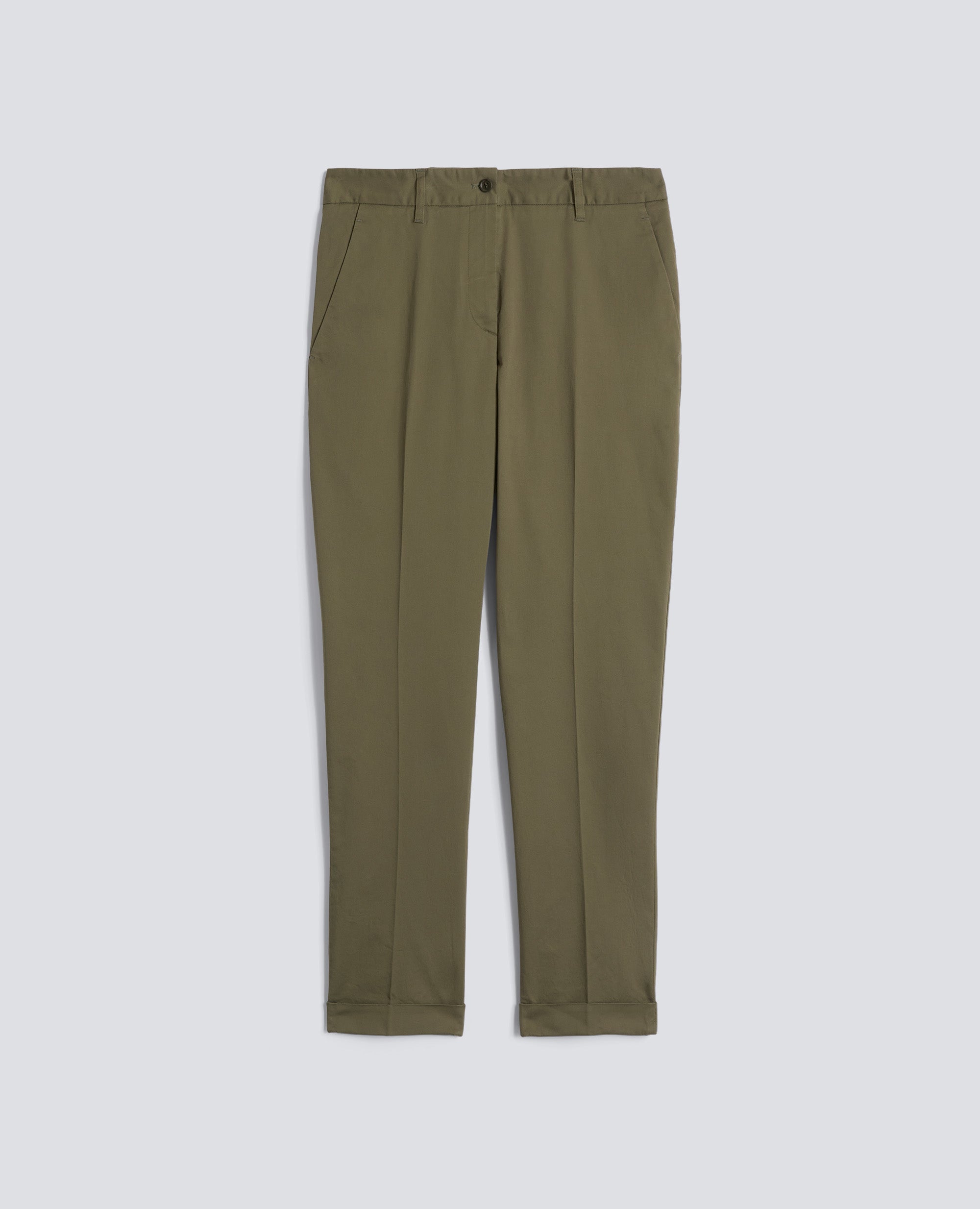 PANTALONE IN TWILL DI COTONE STRETCH - VERDE - ASPESI