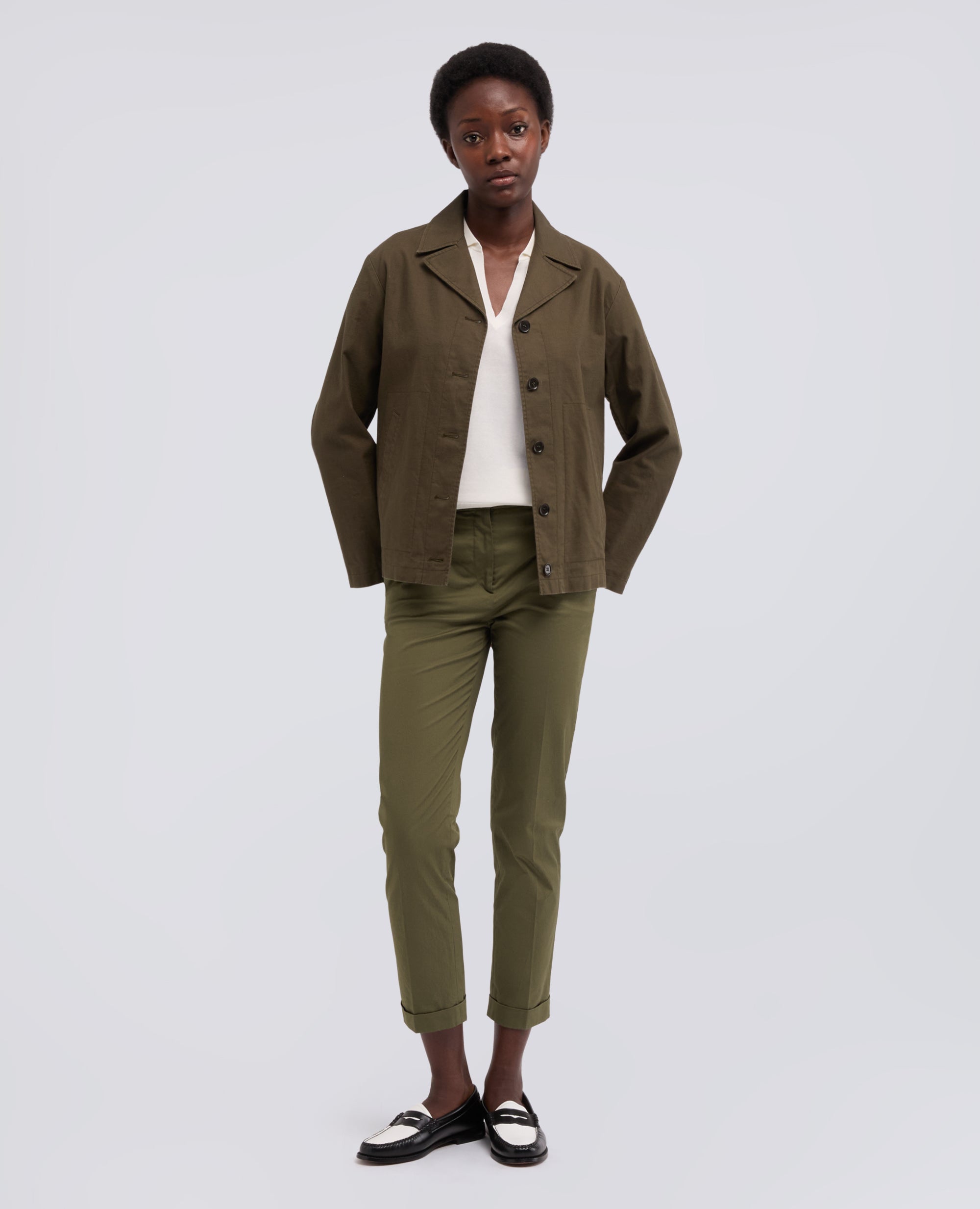 PANTALONE IN TWILL DI COTONE STRETCH - VERDE - ASPESI
