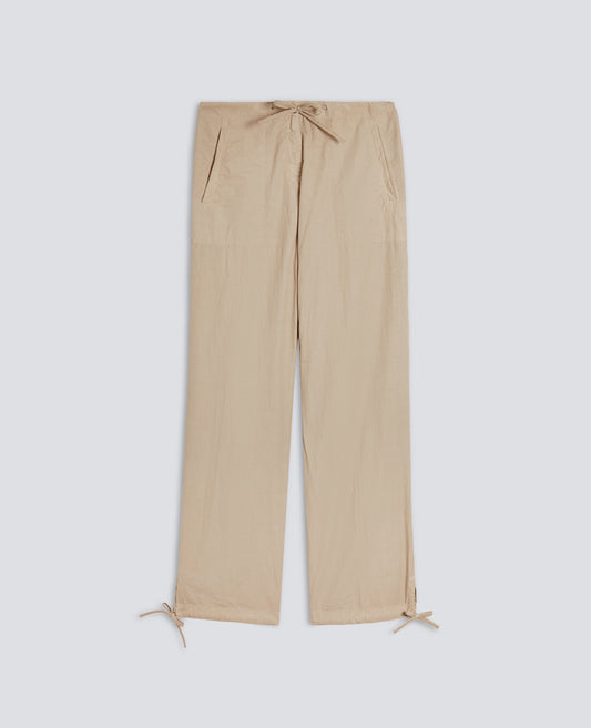 PANTALONE IN POPELINE  DI COTONE CON COULISSE - BEIGE - ASPESI