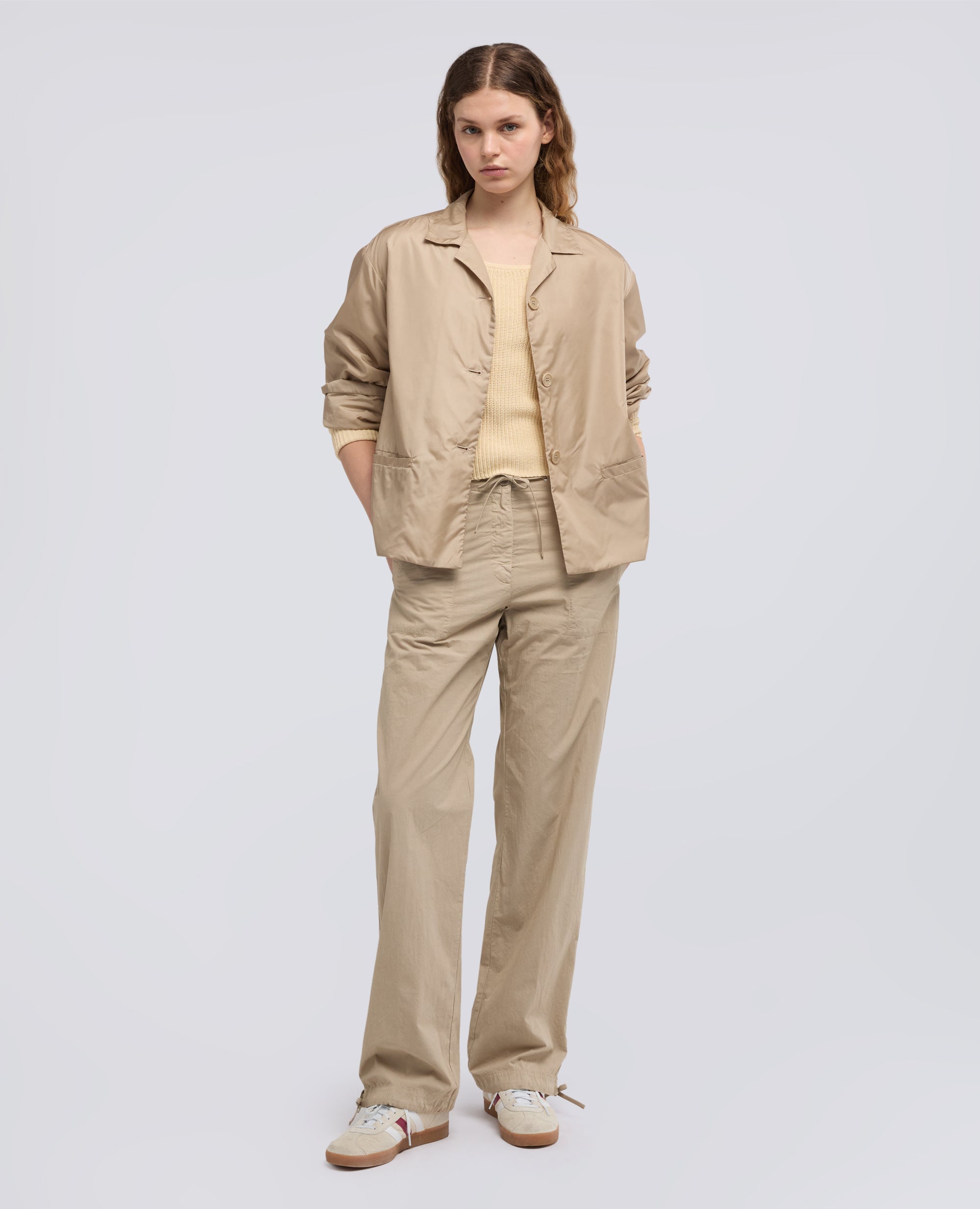 PANTALONE IN POPELINE  DI COTONE CON COULISSE - BEIGE - ASPESI
