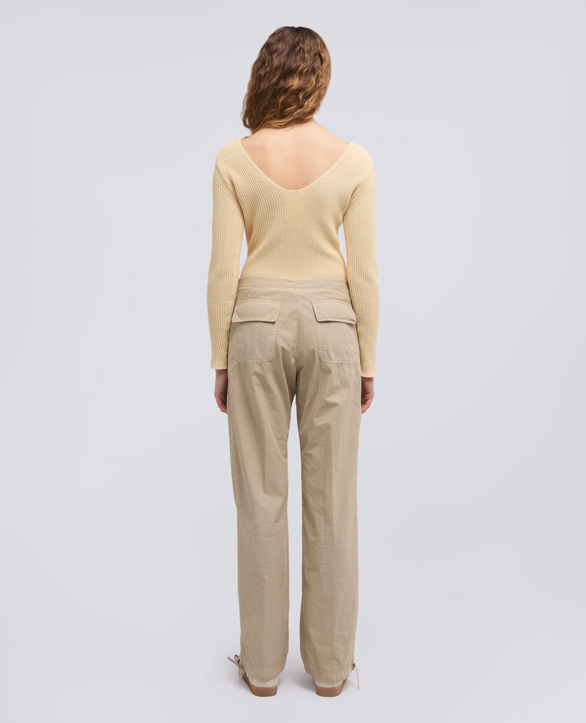 PANTALONE IN POPELINE  DI COTONE CON COULISSE - BEIGE - ASPESI
