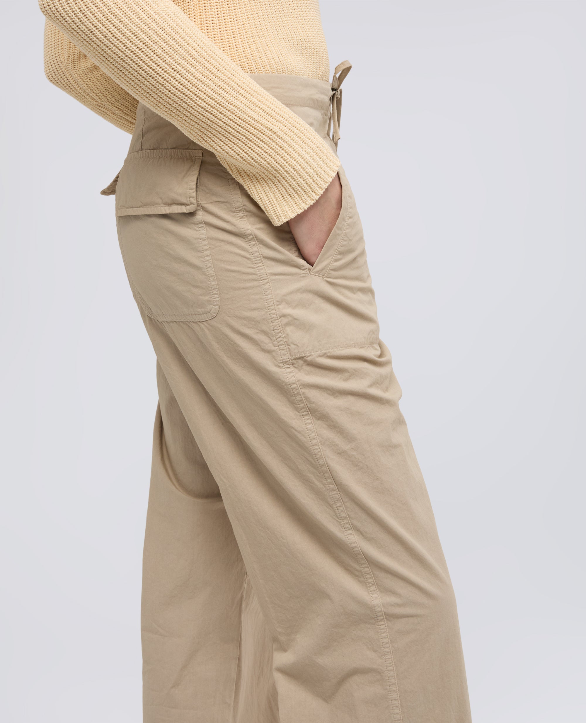 PANTALONE IN POPELINE  DI COTONE CON COULISSE - BEIGE - ASPESI