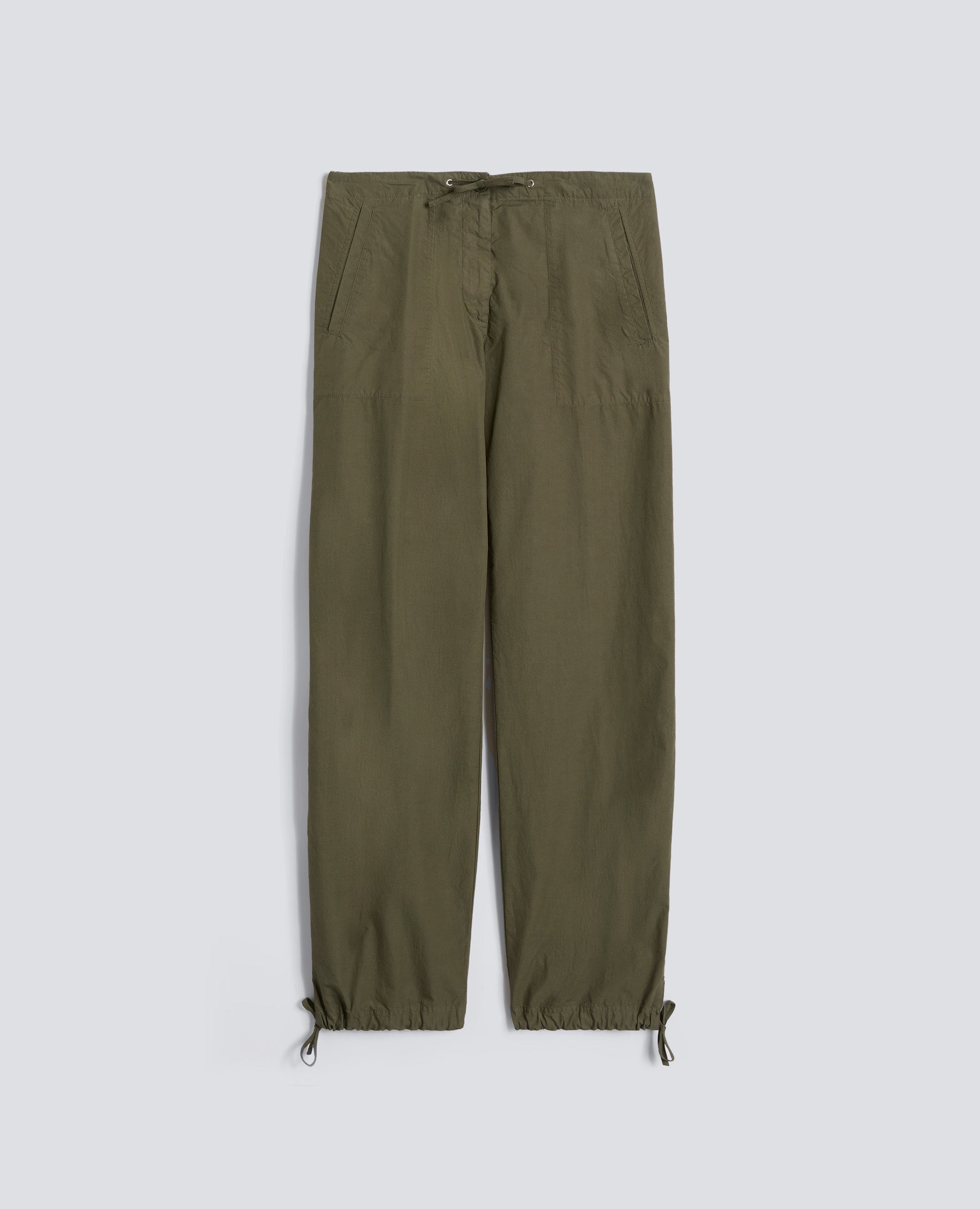 PANTALONE IN POPELINE  DI COTONE CON COULISSE - VERDE - ASPESI