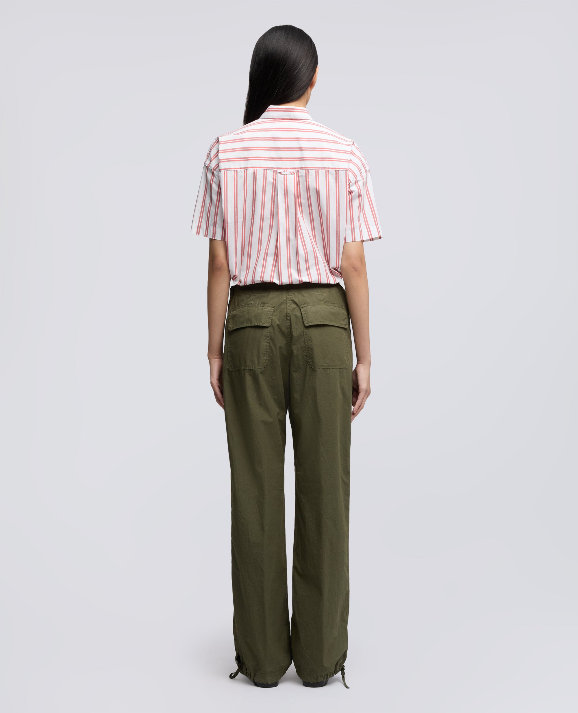 PANTALONE IN POPELINE  DI COTONE CON COULISSE - VERDE - ASPESI