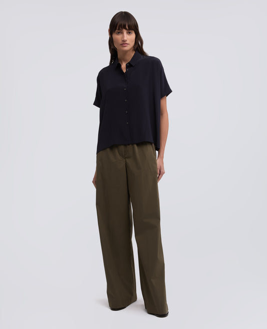 PANTALONE IN POPELINE DI COTONE  E NYLON STRETCH - VERDE - ASPESI