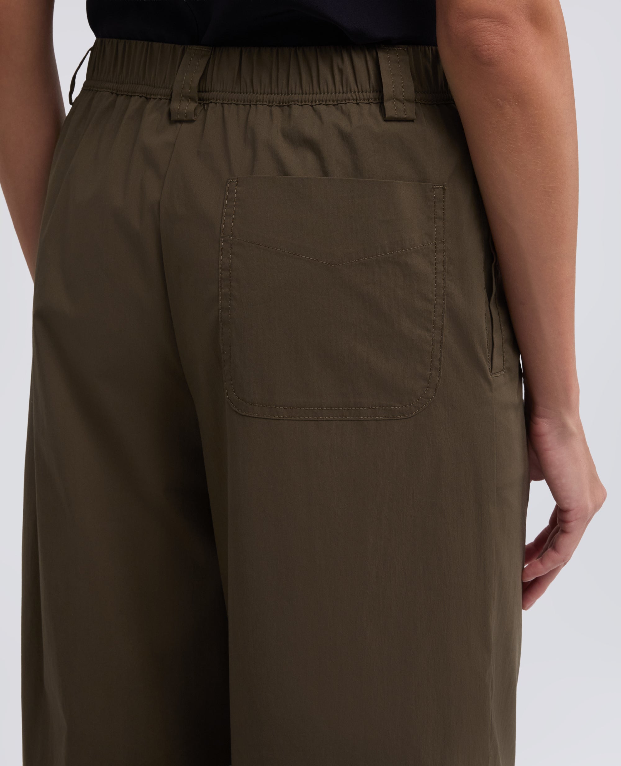PANTALON EN POPELINE EN COTON EXTENSIBLE EN NYLON - VERDE - ASPESI