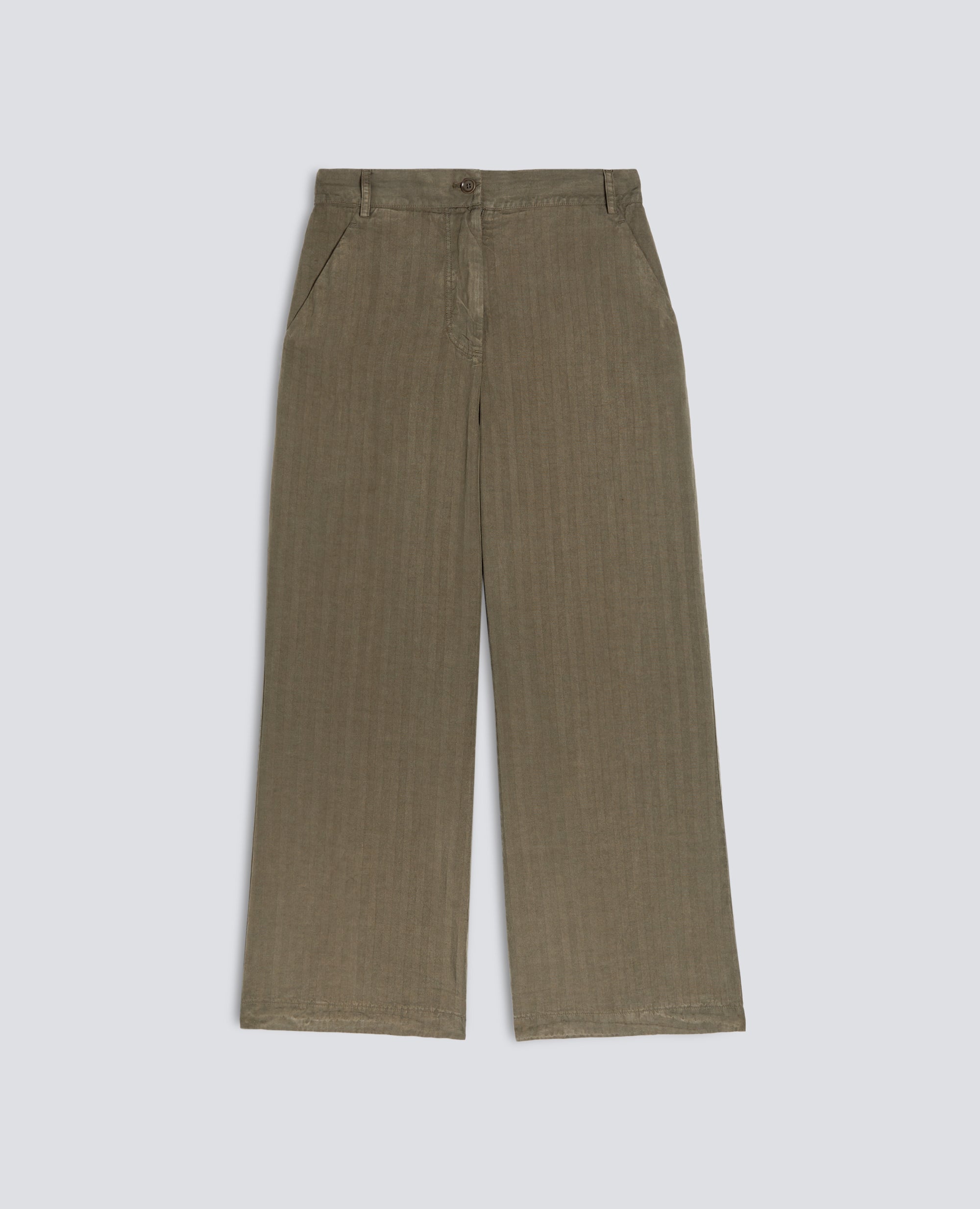 PANTALONE IN HERRINGBONE LYOCELL, LINO E COTONE TINTO CAPO - VERDE - ASPESI