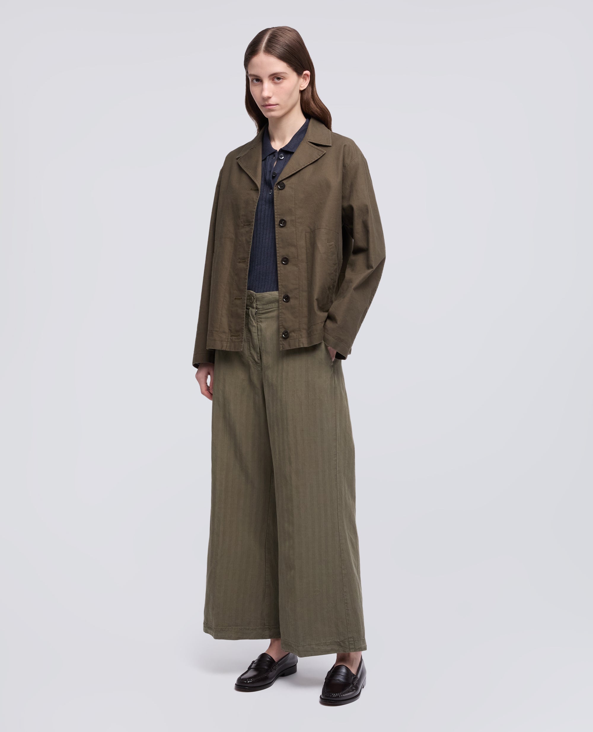 PANTALONE IN HERRINGBONE LYOCELL, LINO E COTONE TINTO CAPO - VERDE - ASPESI