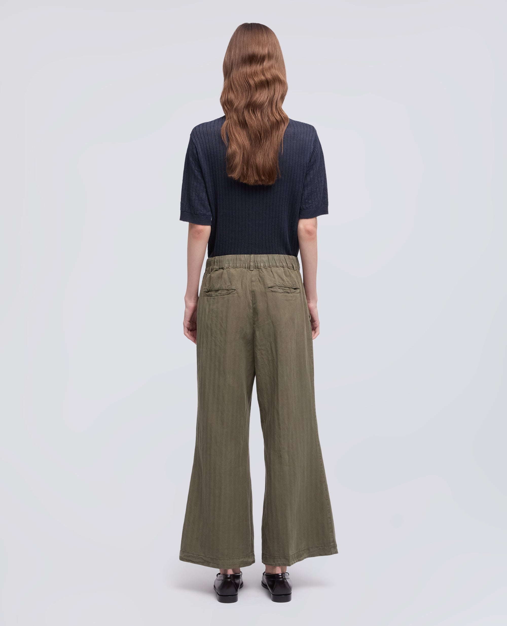 PANTALONE IN HERRINGBONE LYOCELL, LINO E COTONE TINTO CAPO - VERDE - ASPESI