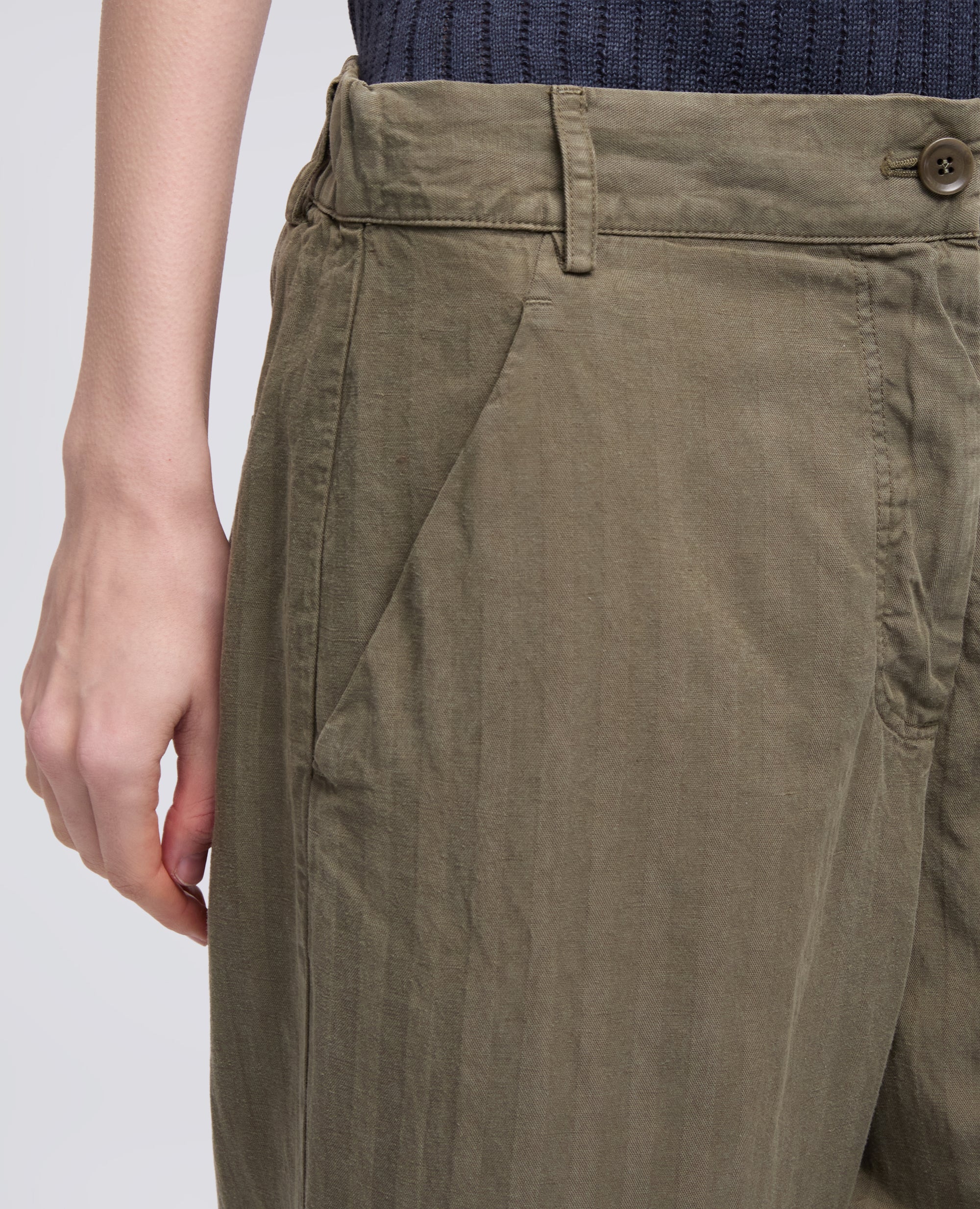 PANTALONE IN HERRINGBONE LYOCELL, LINO E COTONE TINTO CAPO - VERDE - ASPESI