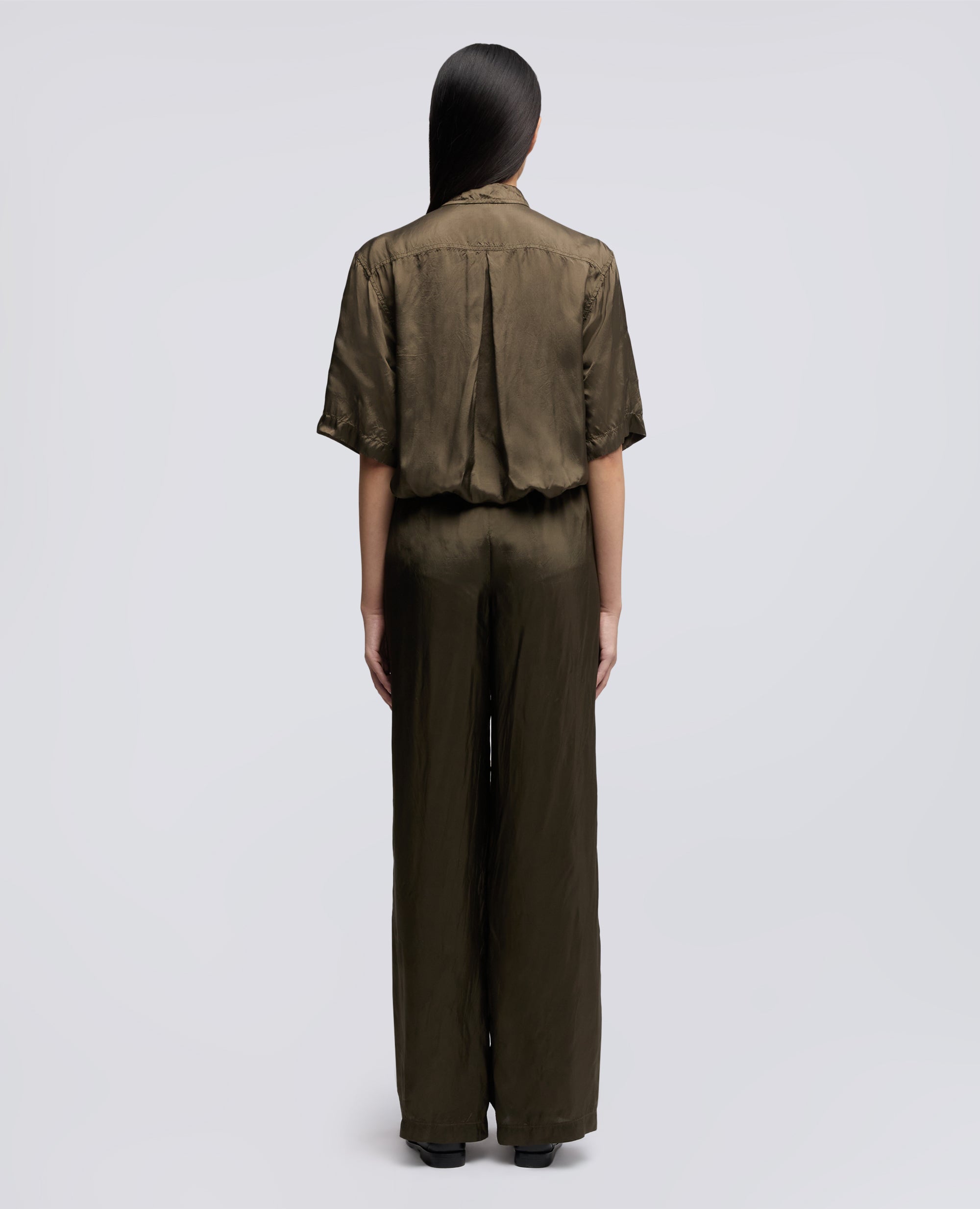PANTALONE IN TWILL DI VISCOSA LAVATO - VERDE - ASPESI