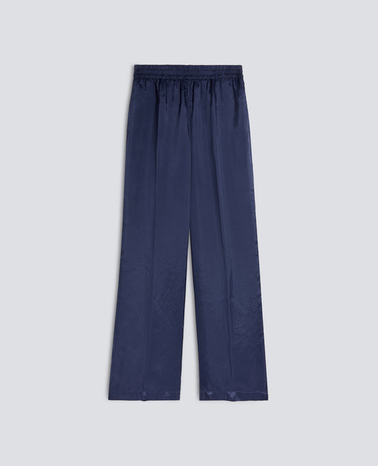 PANTALONE IN TWILL DI VISCOSA LAVATO - BLU - ASPESI