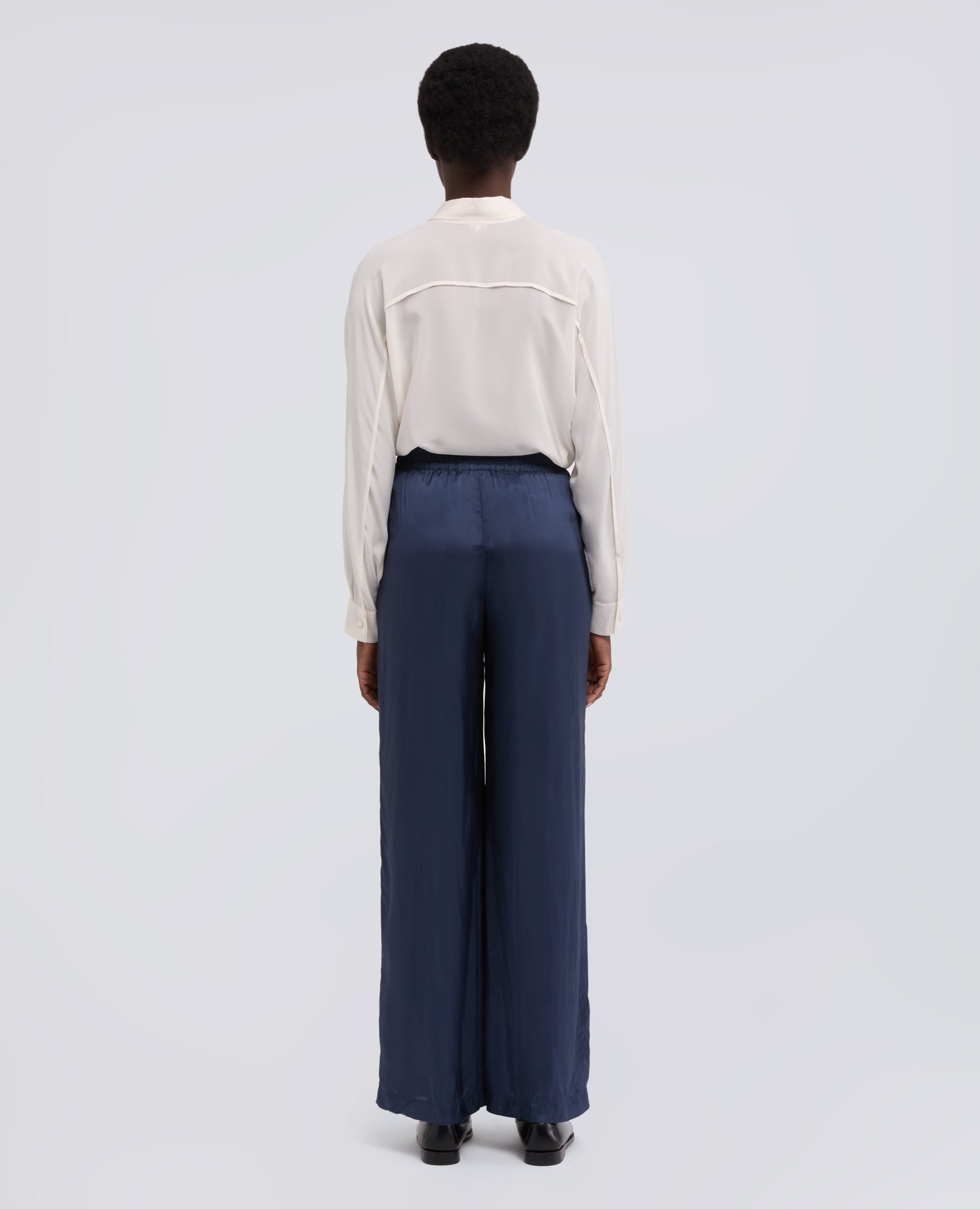 PANTALONE IN TWILL DI VISCOSA LAVATO - BLU - ASPESI