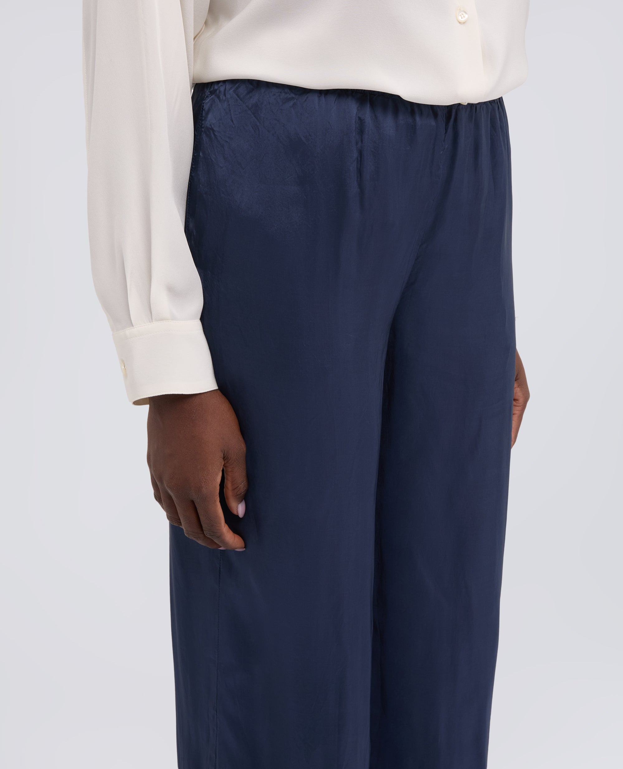 PANTALONE IN TWILL DI VISCOSA LAVATO - BLU - ASPESI