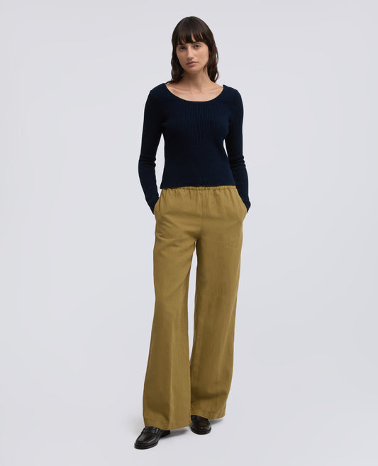PANTALONE IN GABARDINE IN COTONE E LINO FIAMMATO TINTO CAPO - BEIGE - ASPESI