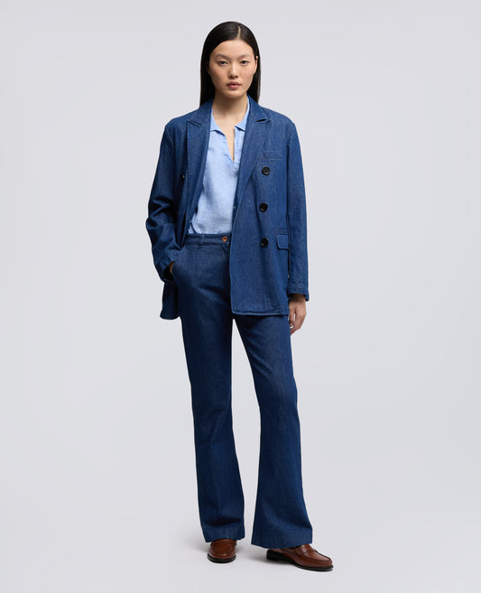 PANTALONE IN DENIM TWILL DI COTONE E LYOCELL - BLU - ASPESI