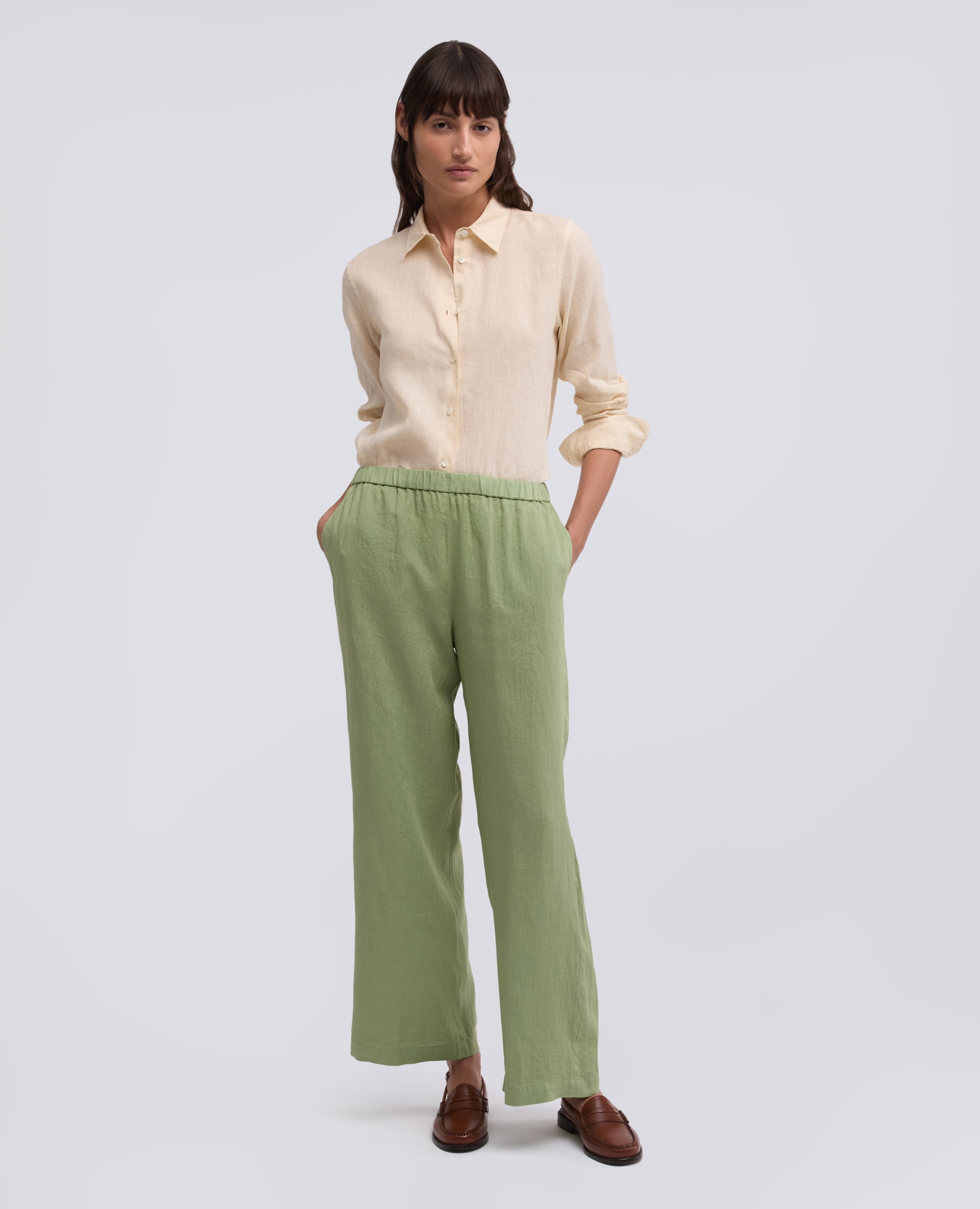 PANTALONE IN LINO - VERDE - ASPESI