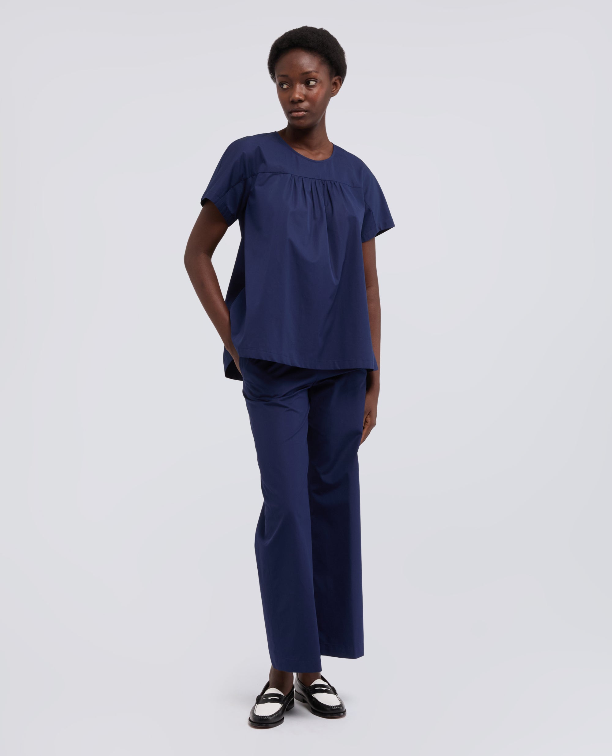 PANTALONE IN POPELINE DI COTONE - BLU - ASPESI