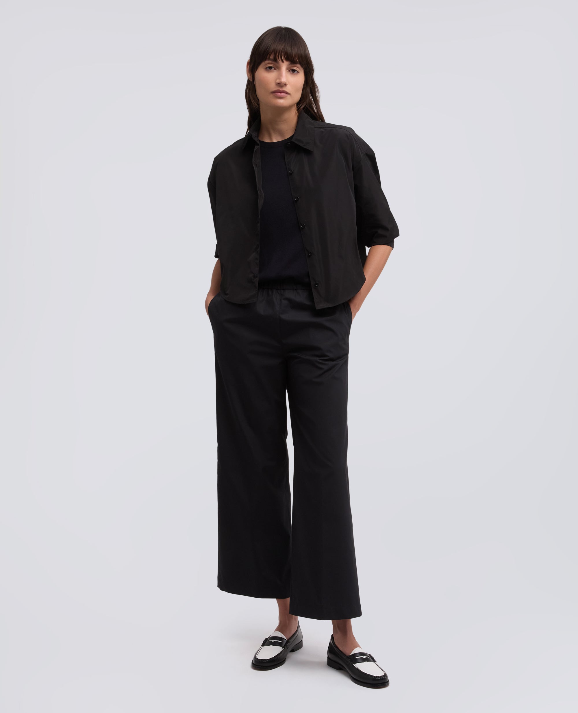 PANTALONE IN POPELINE DI COTONE - NERO - ASPESI
