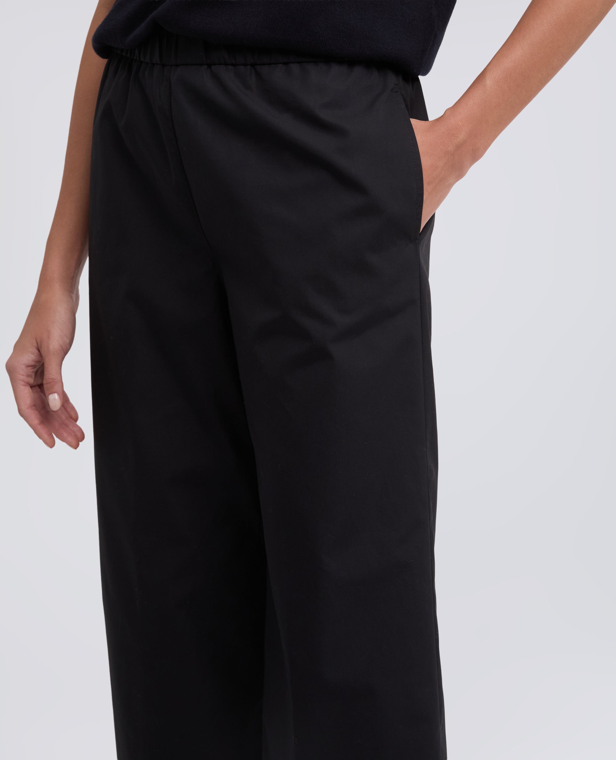 PANTALONE IN POPELINE DI COTONE - NERO - ASPESI