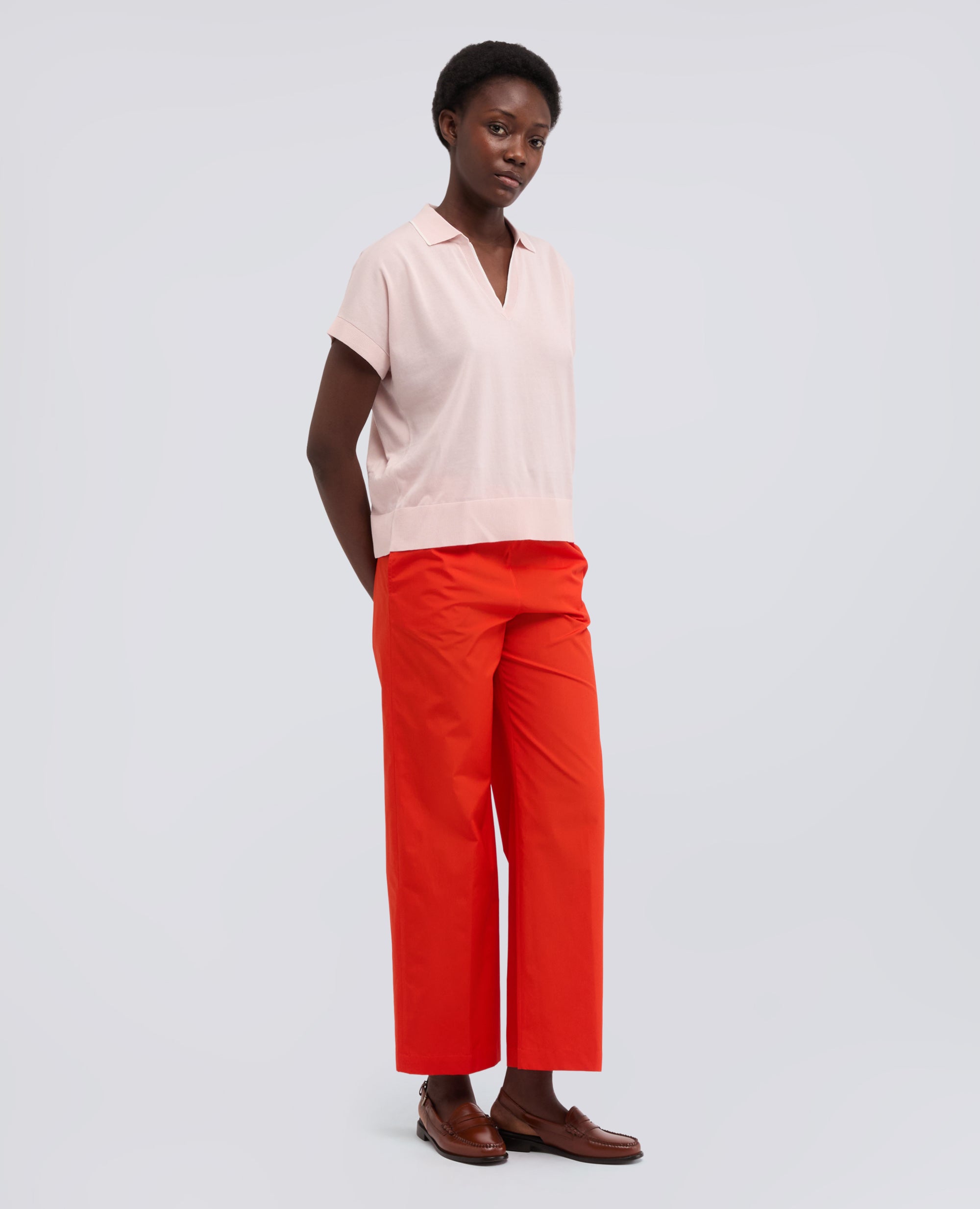 PANTALONE IN POPELINE DI COTONE - ROSSO - ASPESI