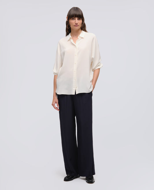 PANTALONE IN CREPE DE CHINE SETA - BLU - ASPESI