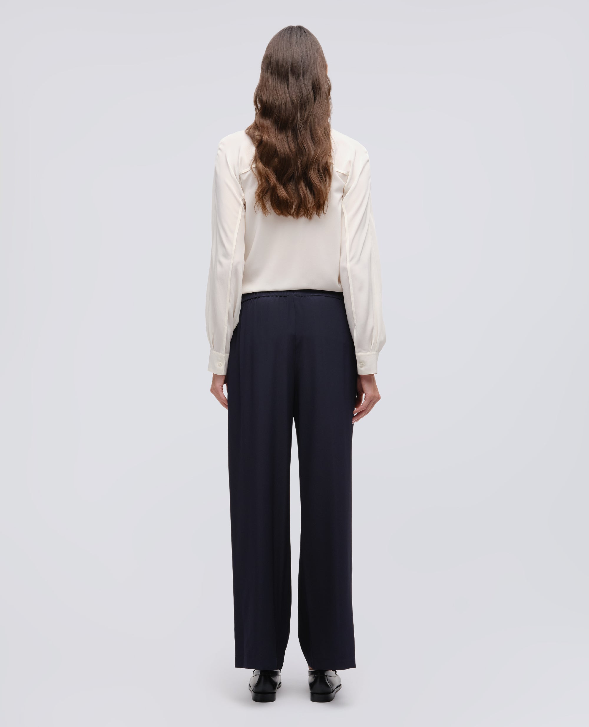 PANTALONE IN CREPE DE CHINE SETA - BLU - ASPESI