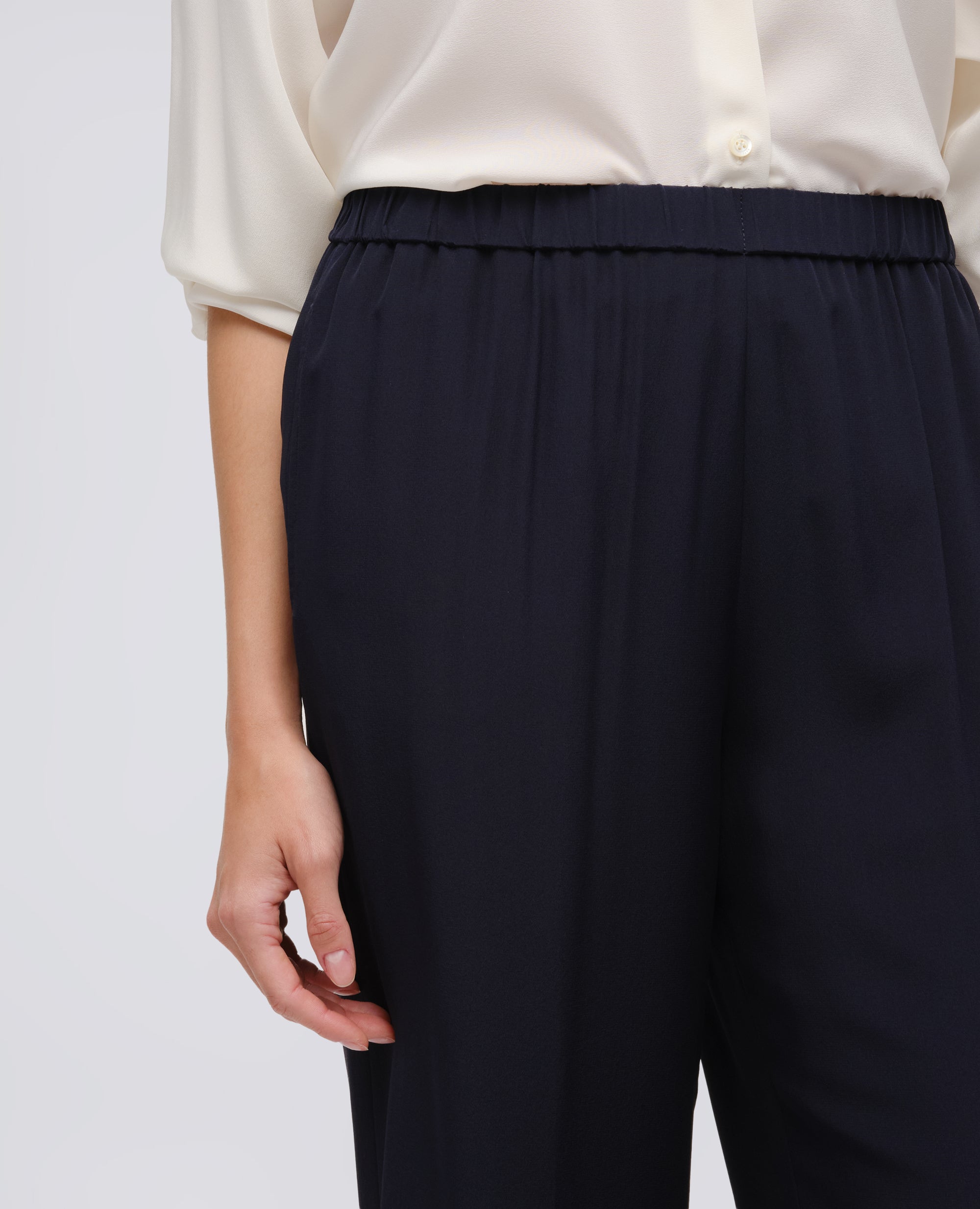 PANTALONE IN CREPE DE CHINE SETA - BLU - ASPESI