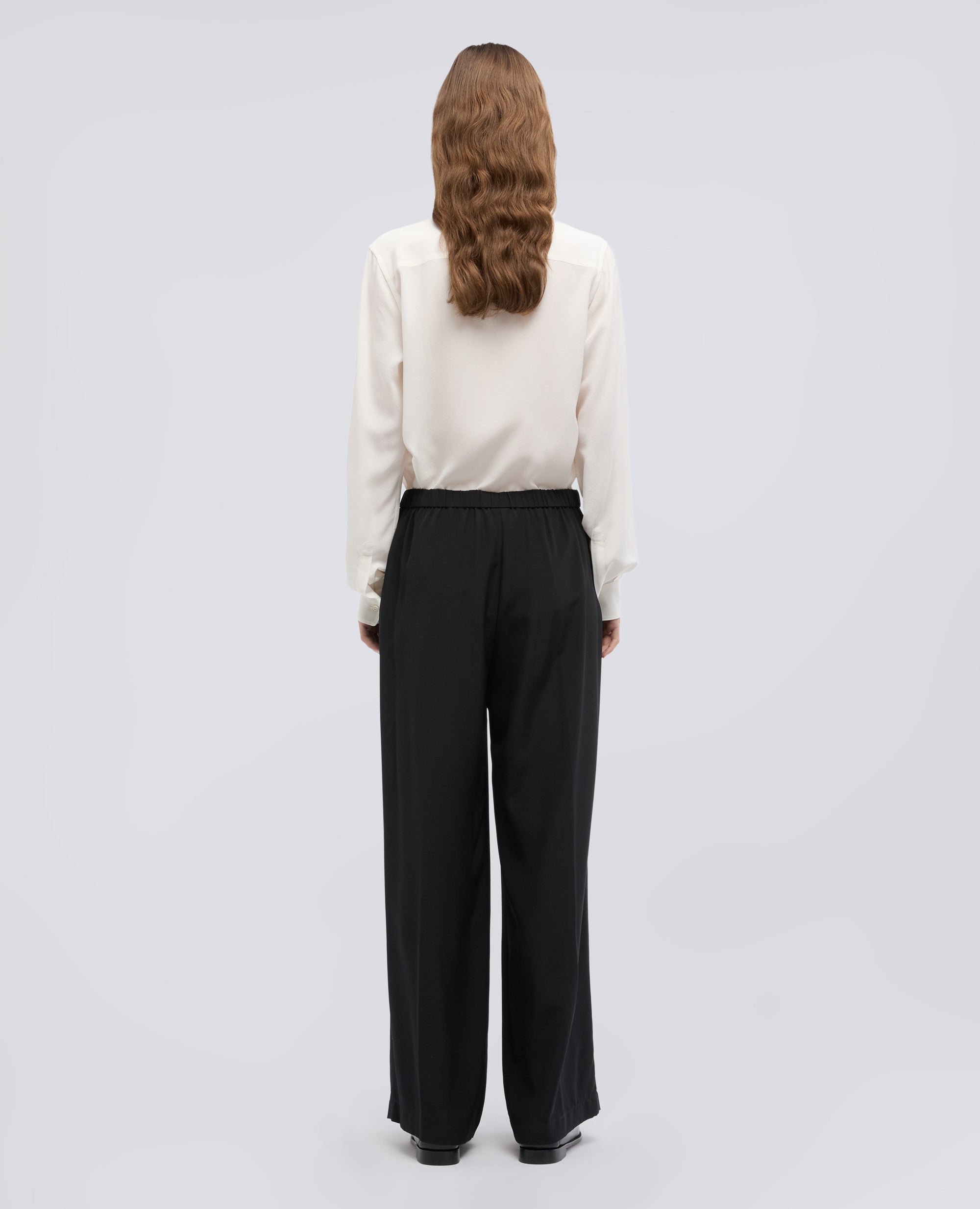 PANTALONE IN CREPE DE CHINE SETA - NERO - ASPESI