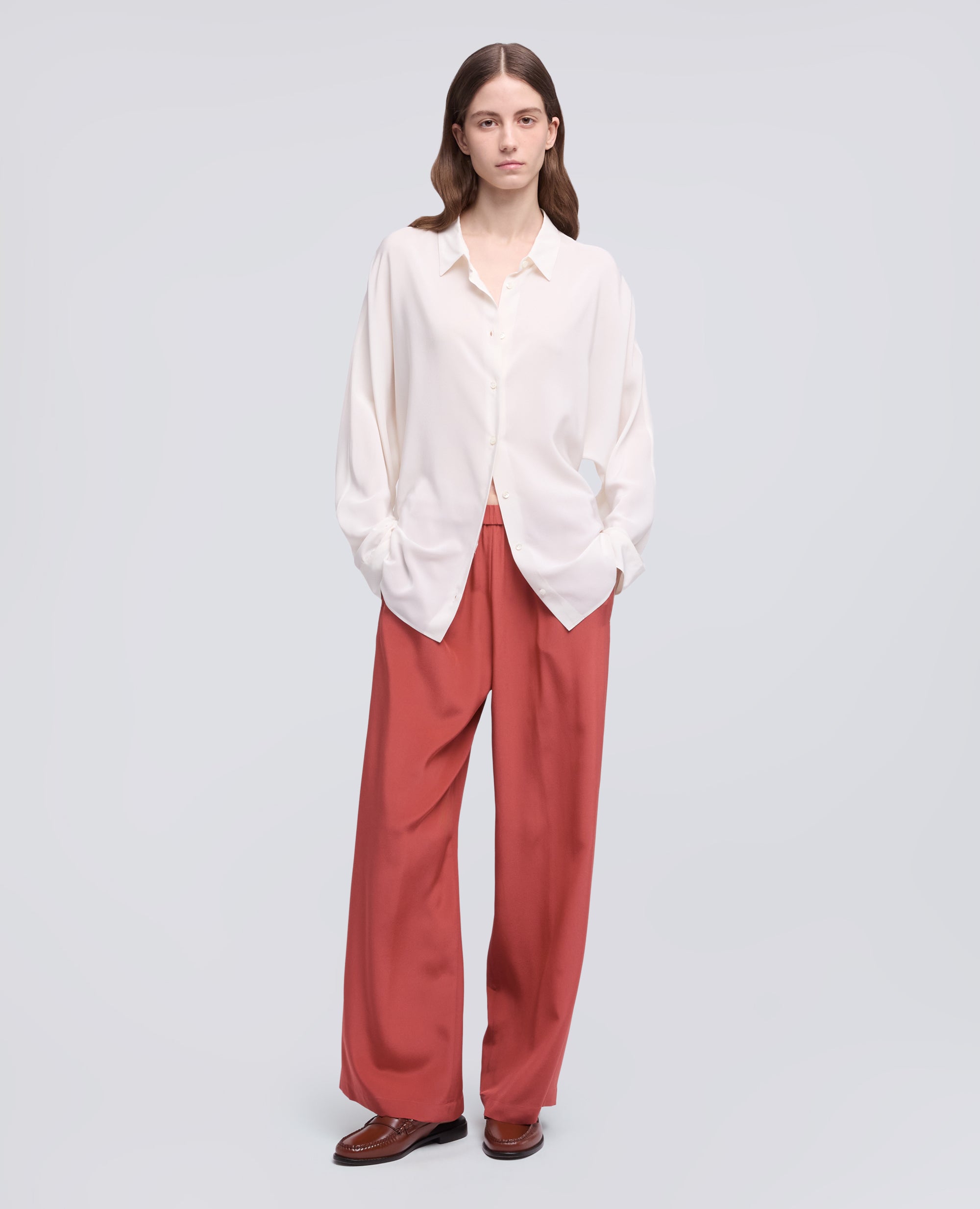 PANTALONE IN CREPE DE CHINE SETA - ARANCIO - ASPESI