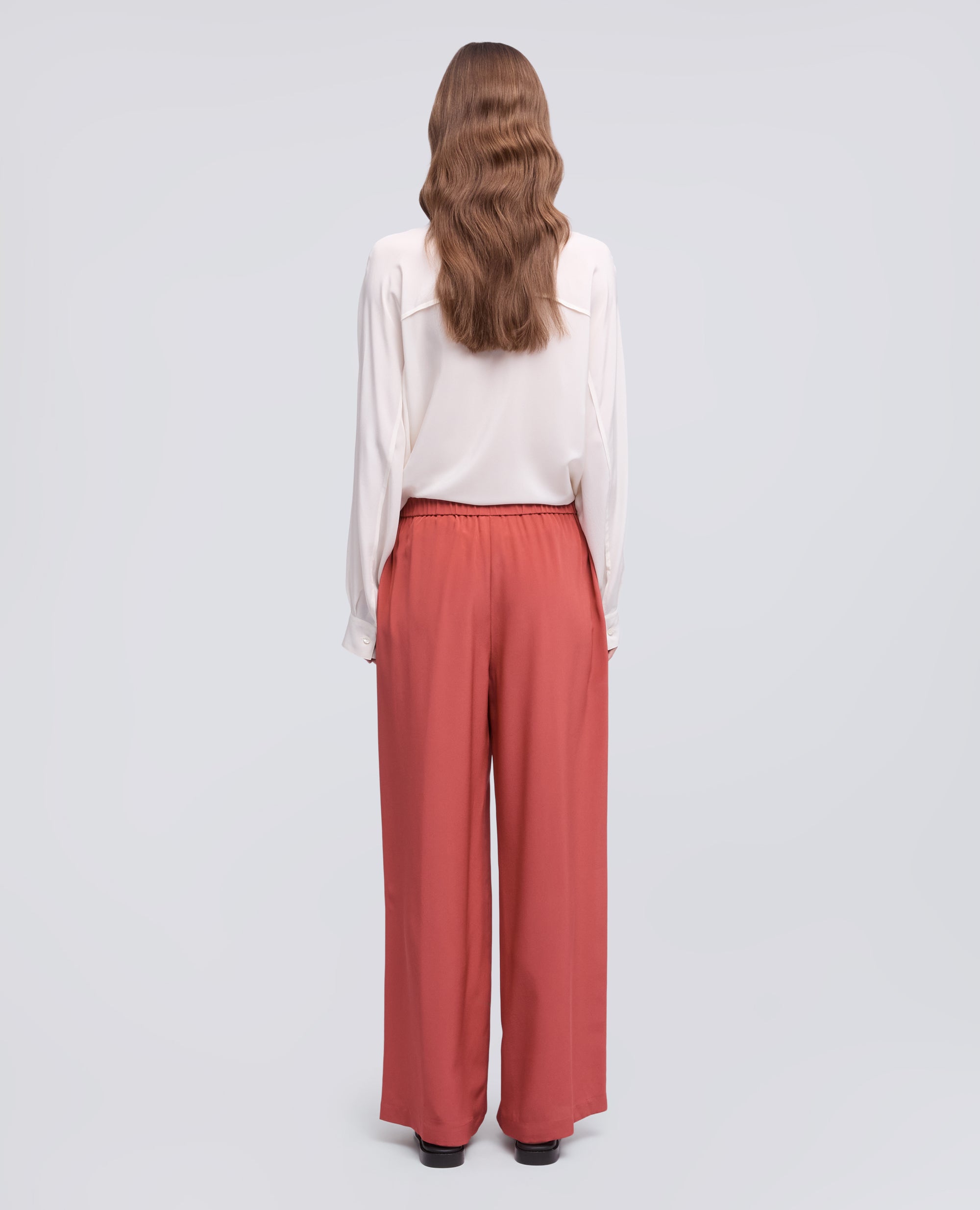 PANTALONE IN CREPE DE CHINE SETA - ARANCIO - ASPESI