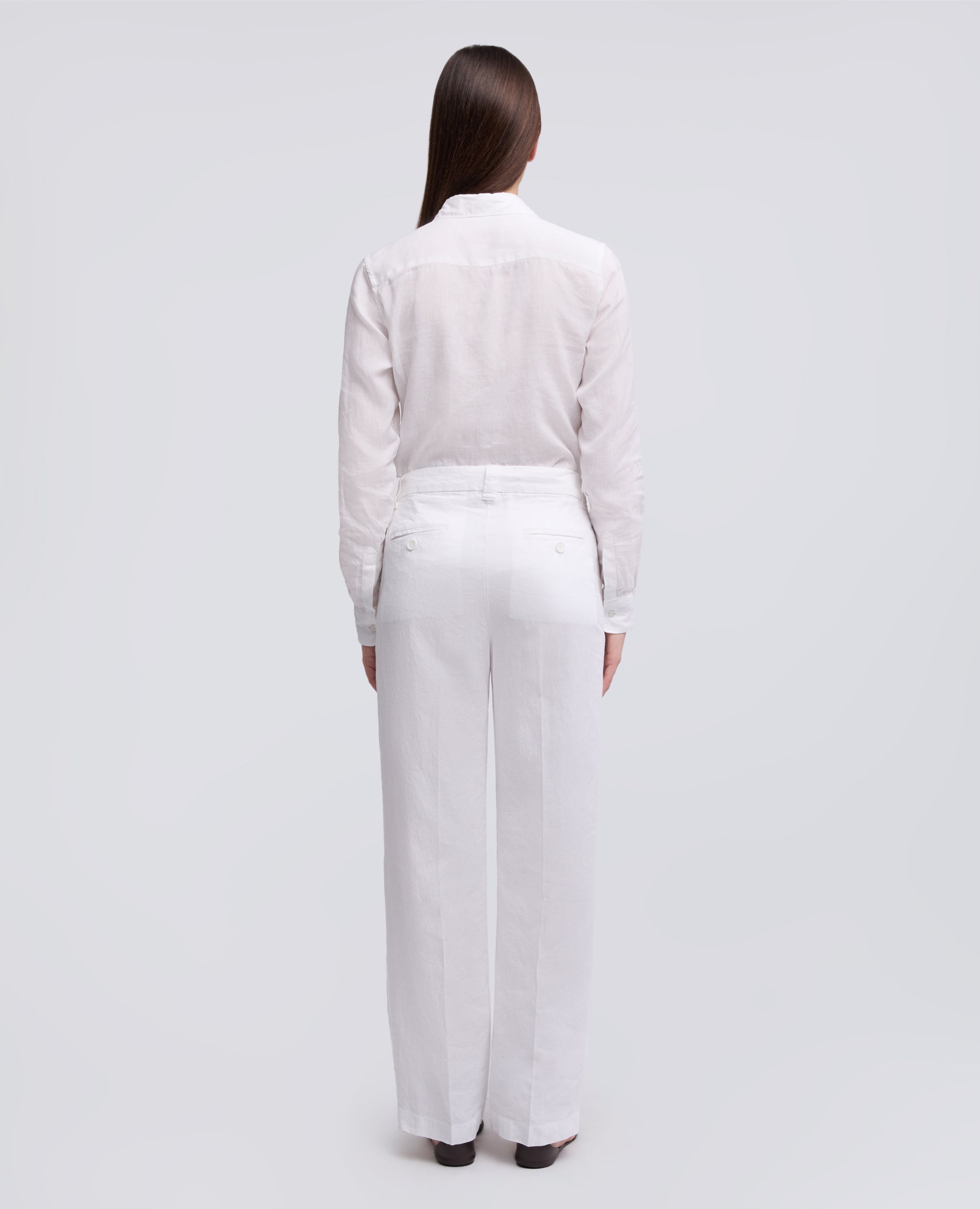 PANTALONE IN LINO FIAMMATO COMPATTO TINTO CAPO - BIANCO - ASPESI