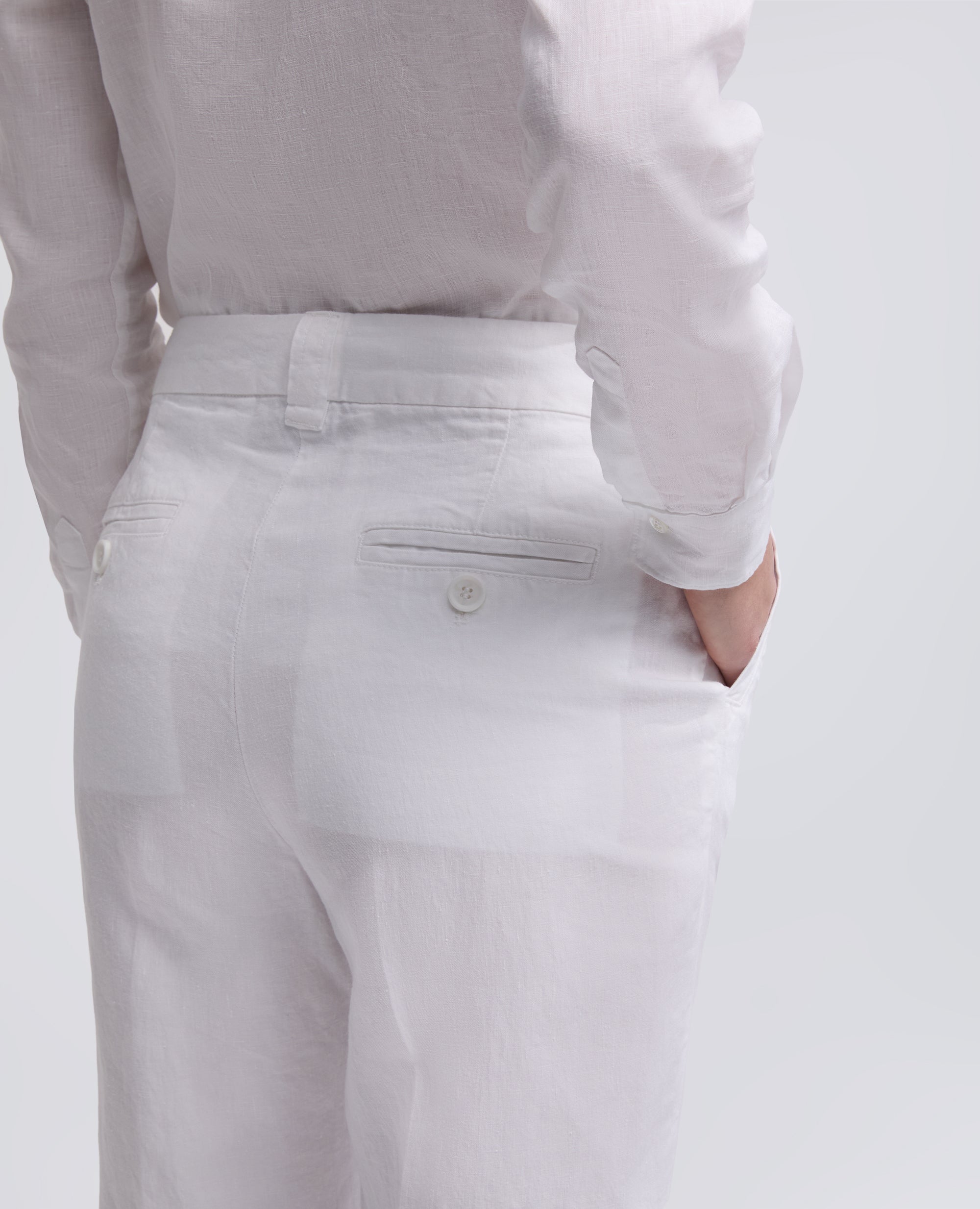 PANTALONE IN LINO FIAMMATO COMPATTO TINTO CAPO - BIANCO - ASPESI